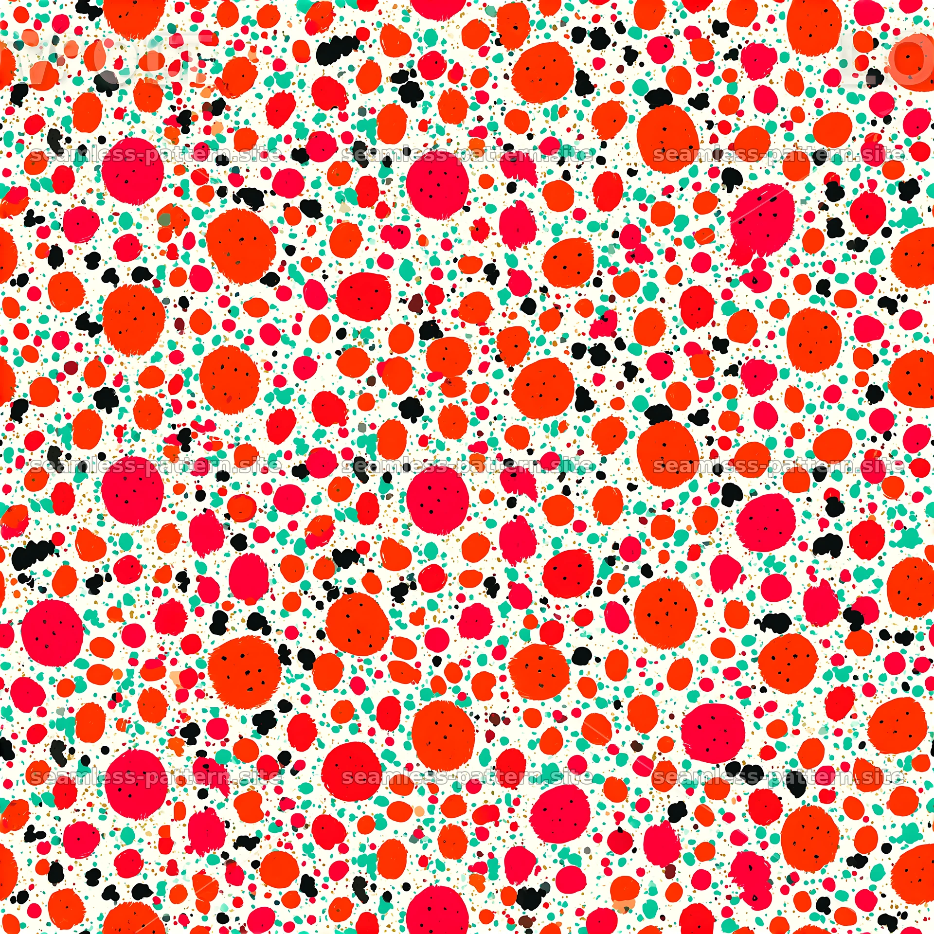 Abstract Black Red Gold Seamless Pattern with Colorful Shapes — seamless tileable pattern at 8192x8192