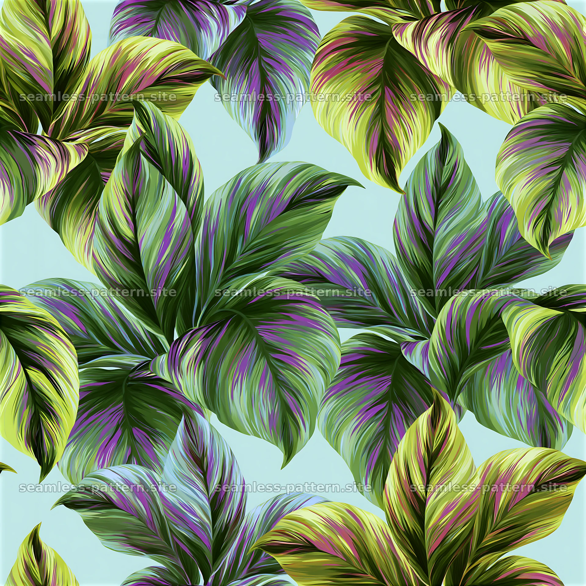 Bold tropical leaves seamless pattern adds vibrant touch to any design — seamless tileable pattern at 8192x8192