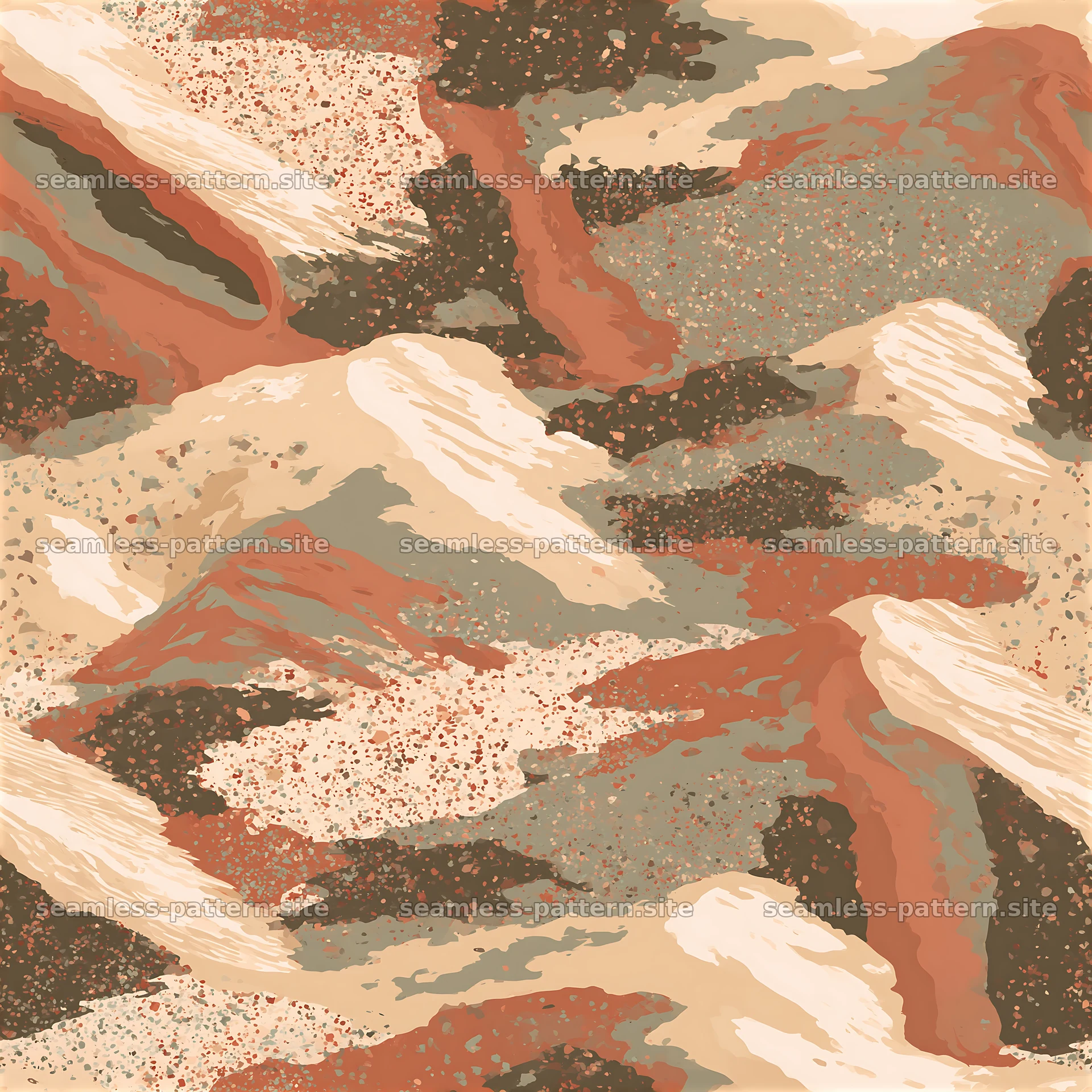 Seamless camouflage pattern with desert sand textures in earthy tones — seamless tileable pattern at 8192x8192