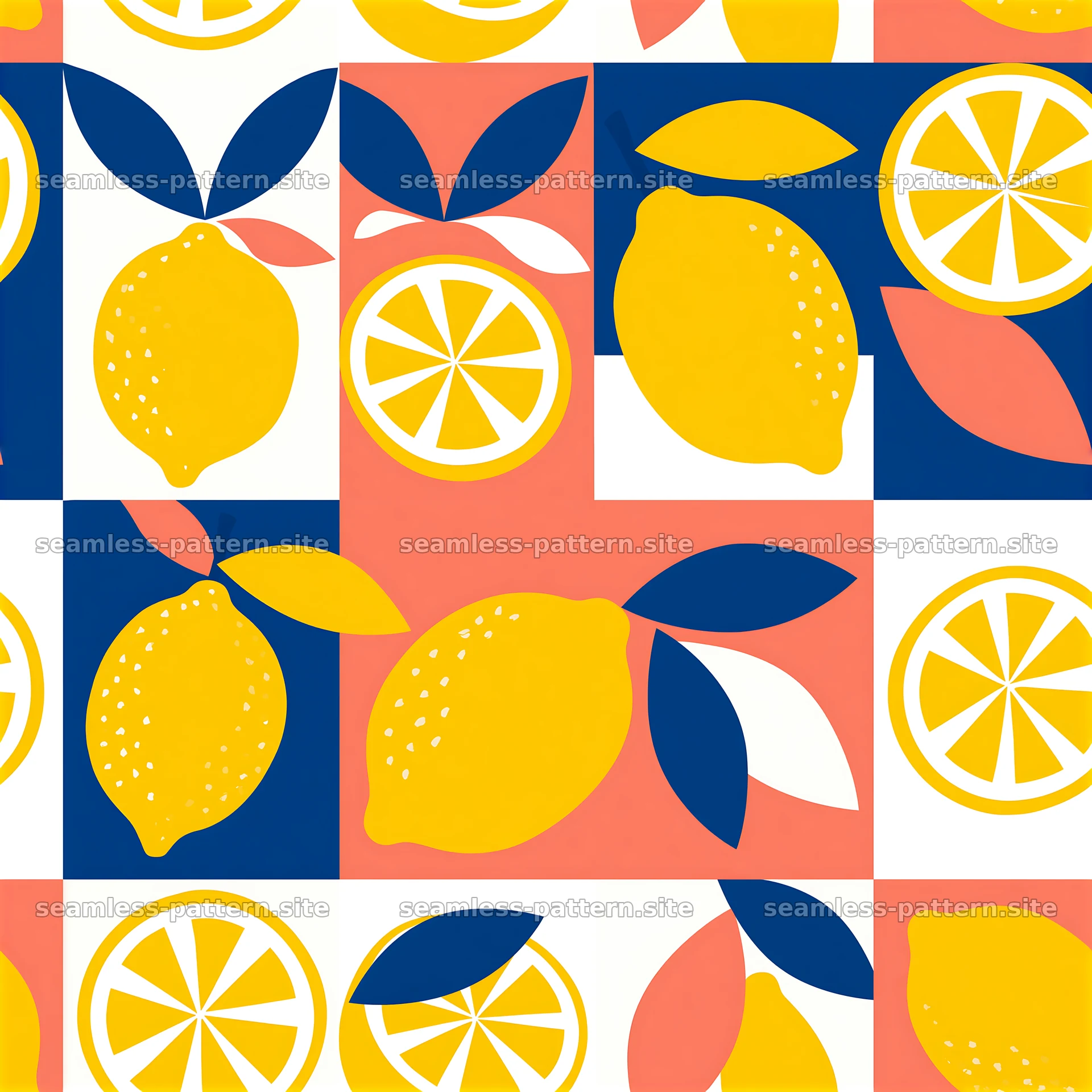 Playful lemons create a vibrant seamless pattern with bright colors — seamless tileable pattern at 8192x8192