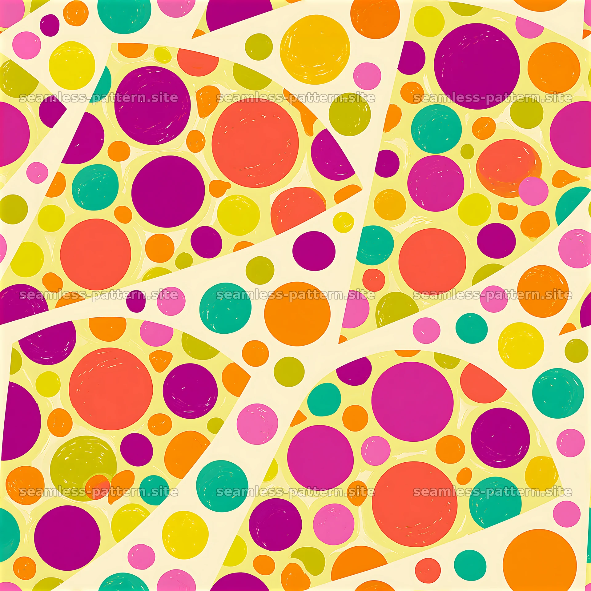 Colorful abstract circles on a light background in a seamless pattern — seamless tileable pattern at 8192x8192