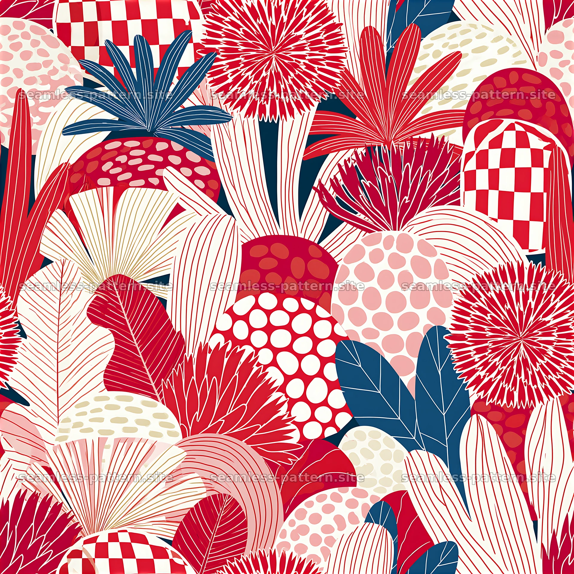 Funky Maximalist Botanical Seamless Pattern — seamless tileable pattern at 8192x8192