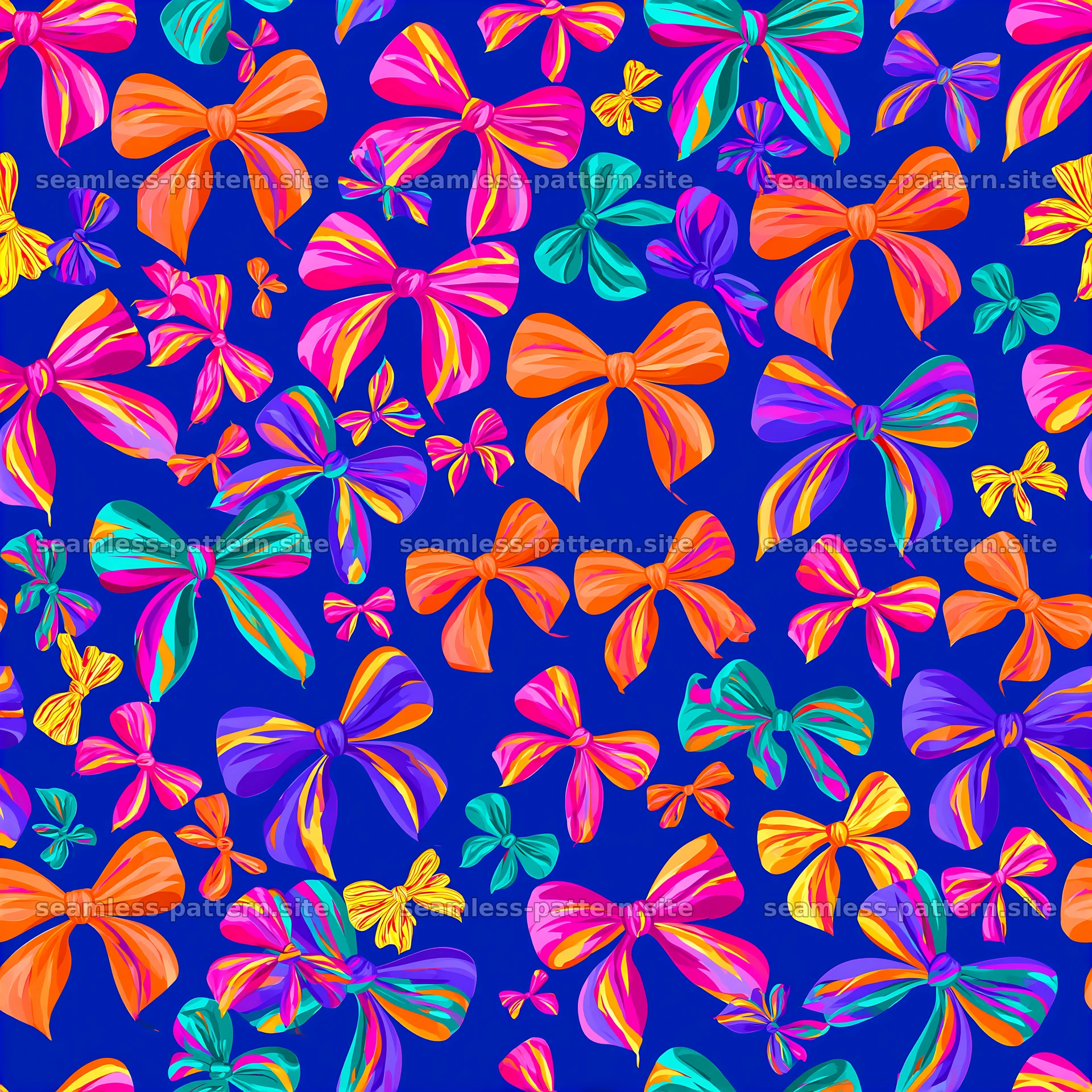 Repeating pattern with colorful bows in a seamless pattern design — seamless tileable pattern at 8192x8192