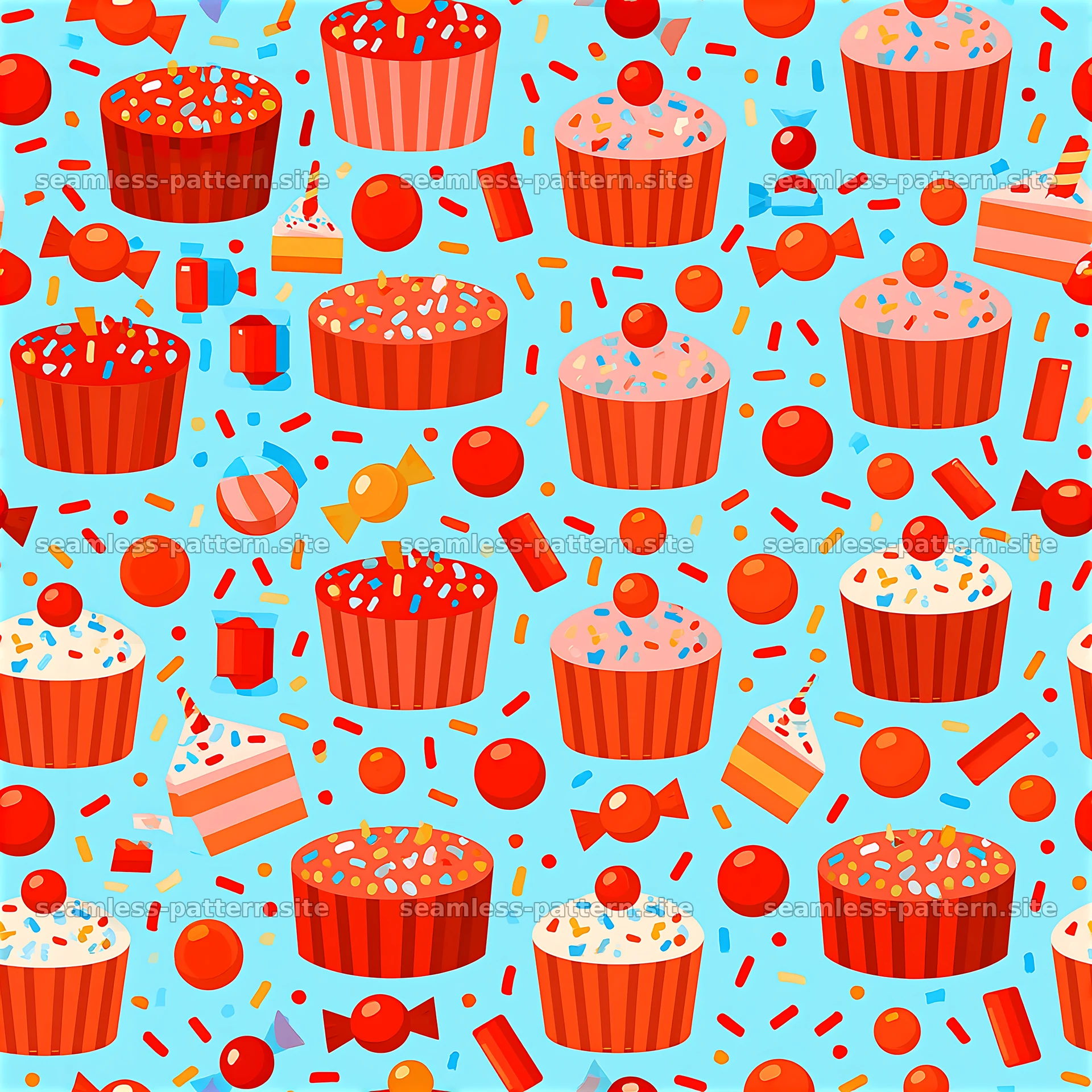 Colorful sweets seamless pattern for festive celebrations — seamless tileable pattern at 8192x8192