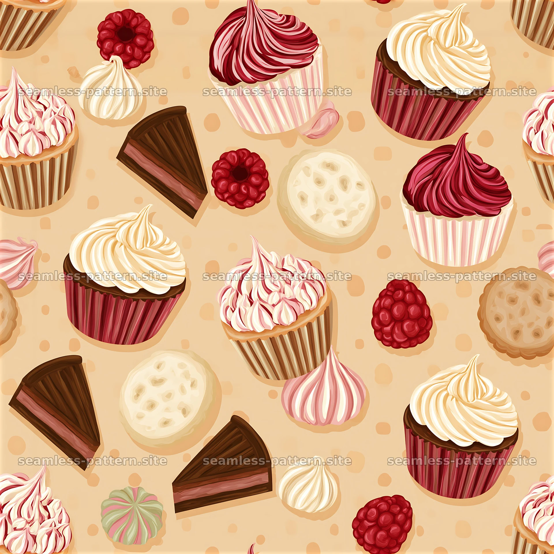 Colorful dessert seamless pattern for joyful celebrations — seamless tileable pattern at 8192x8192