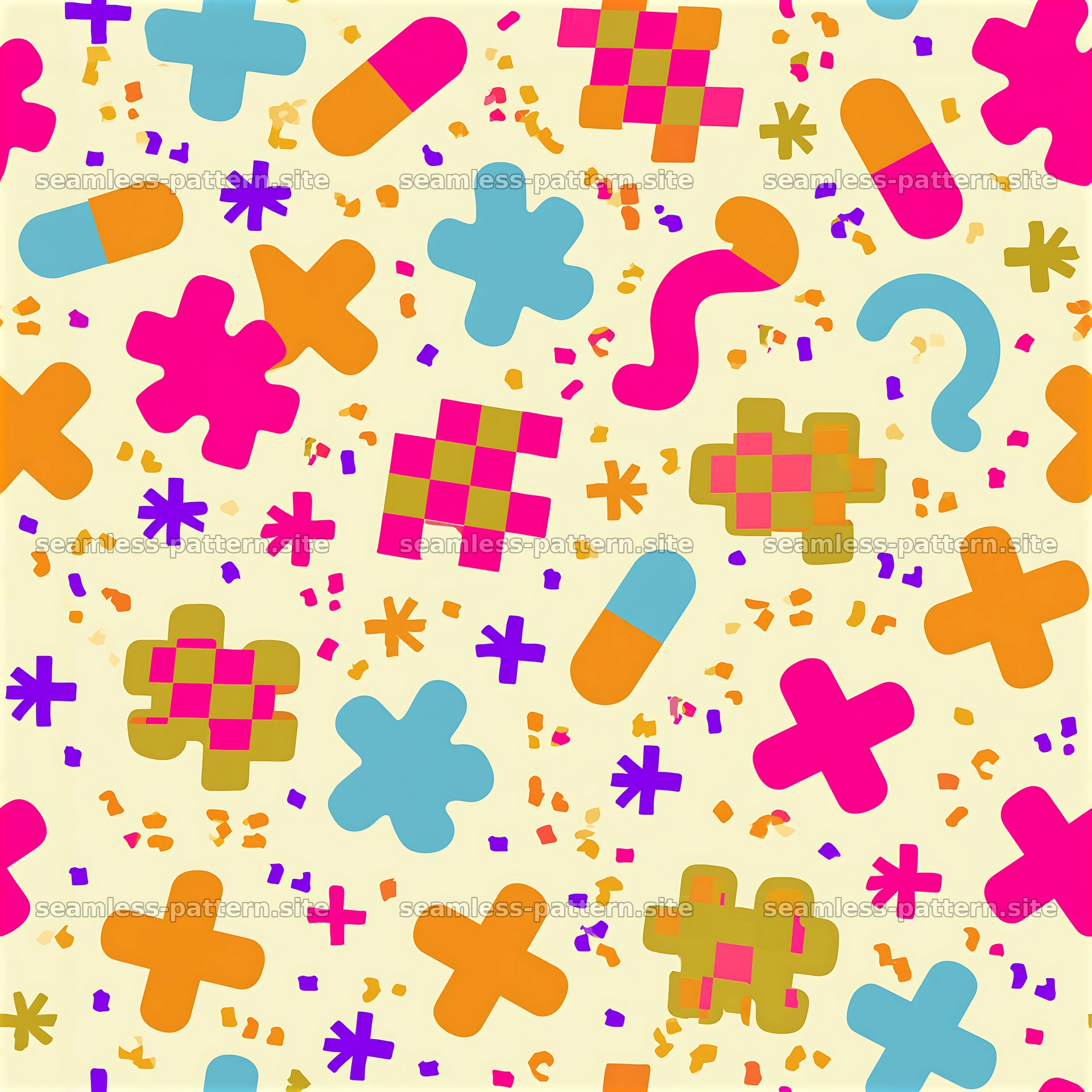 Funky shapes on a colorful textile seamless pattern — seamless tileable pattern at 8192x8192