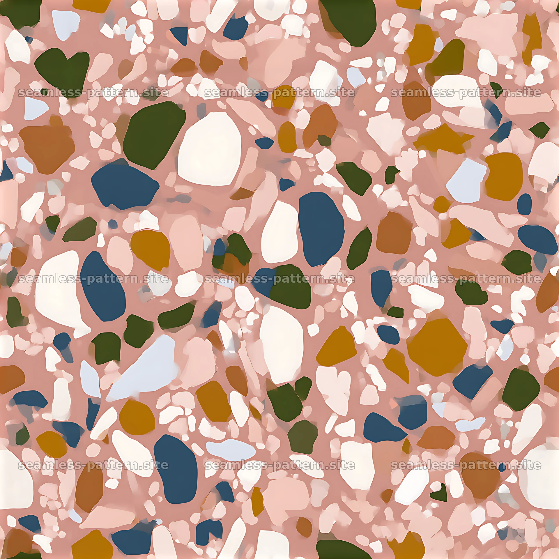 Colorful terrazzo seamless pattern with stones in various colors — seamless tileable pattern at 8192x8192
