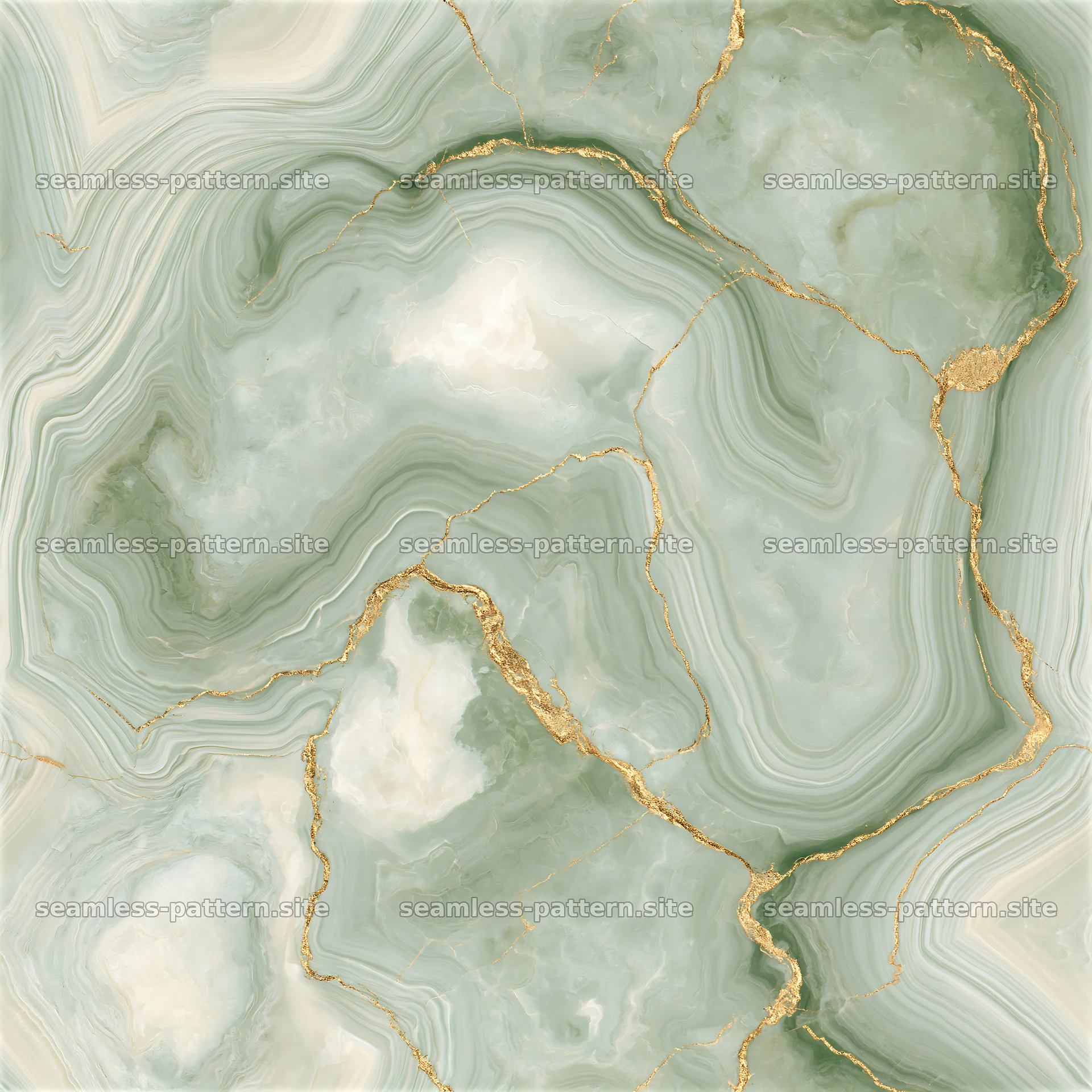 Seamless polished marble texture with gold veins in green hues — seamless tileable pattern at 8192x8192