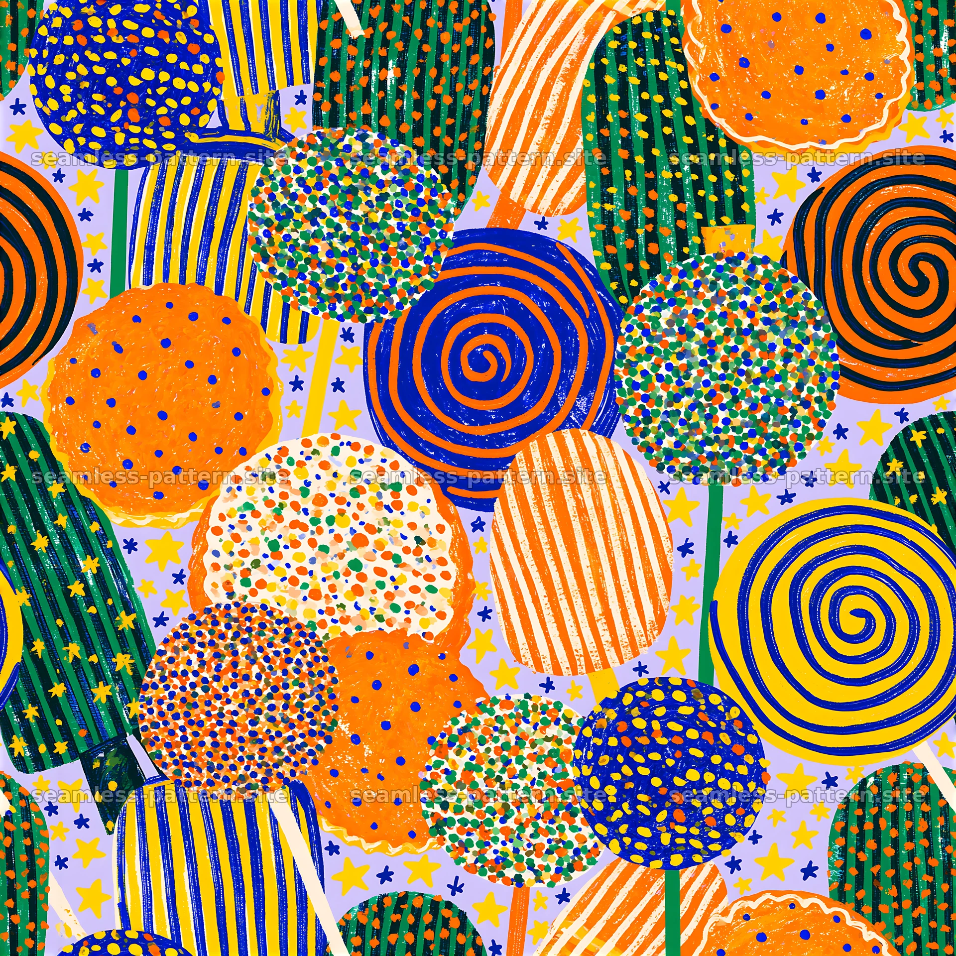 Colorful Assorted Sweets and Candy Seamless Pattern — seamless tileable pattern at 8192x8192