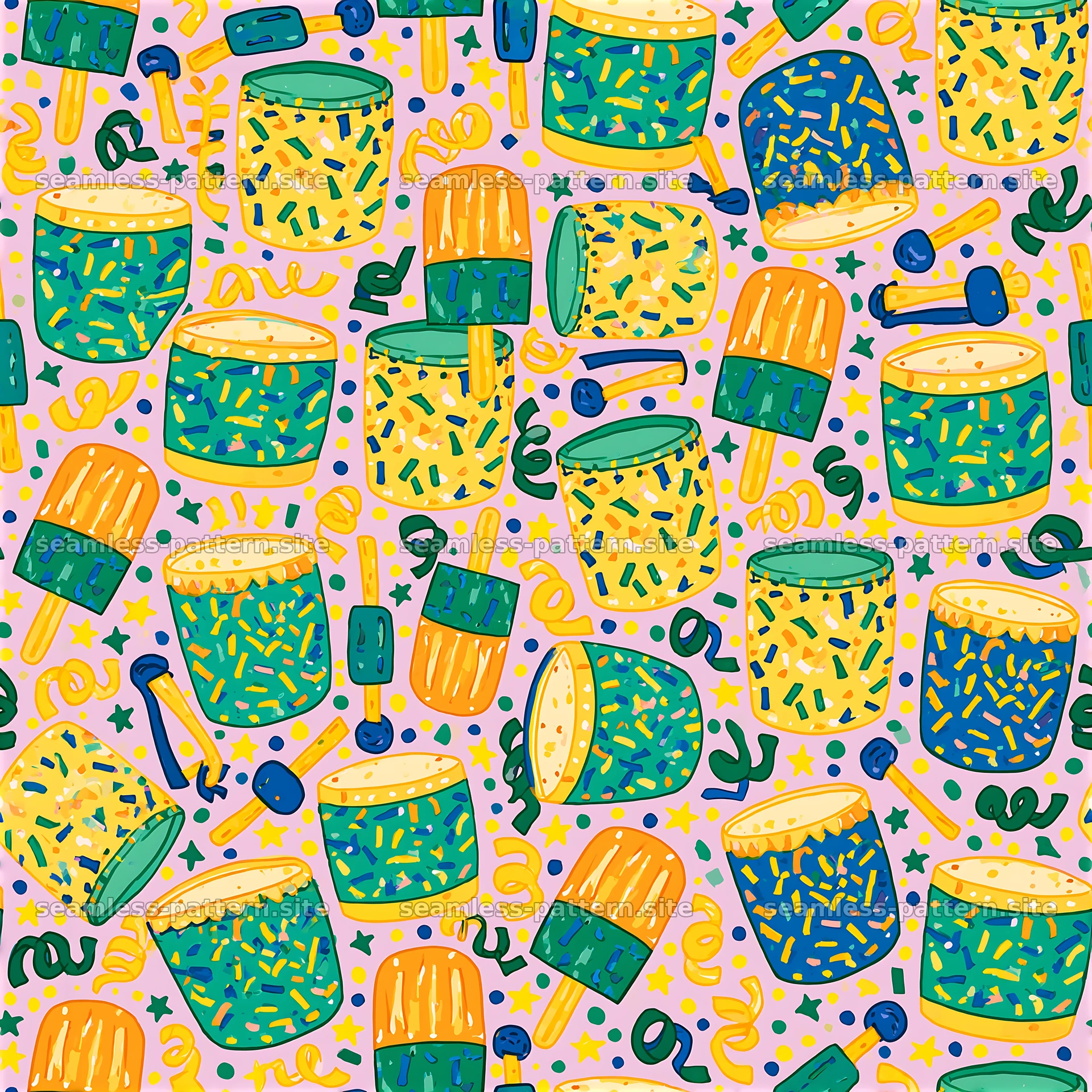 Colorful dessert themed seamless pattern for fun designs — seamless tileable pattern at 8192x8192