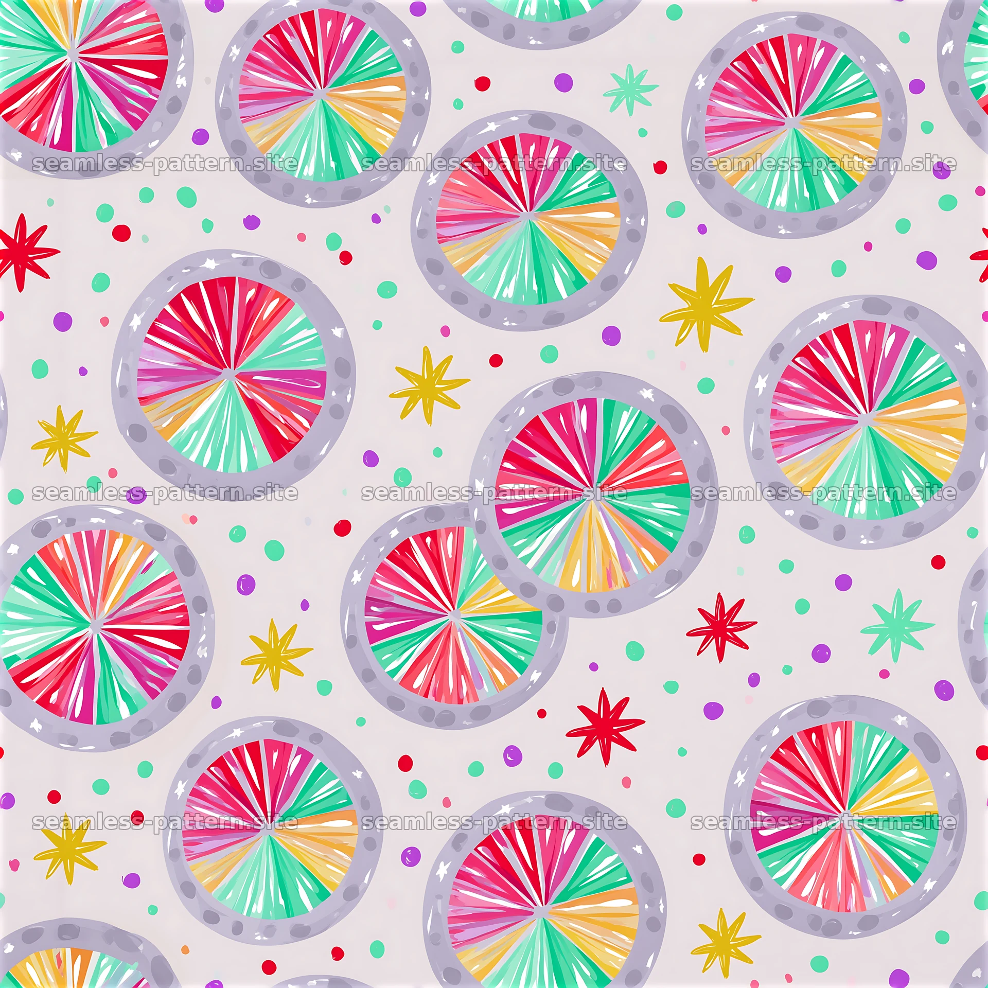 Colorful Abstract Radial Circle Seamless Pattern — seamless tileable pattern at 8192x8192