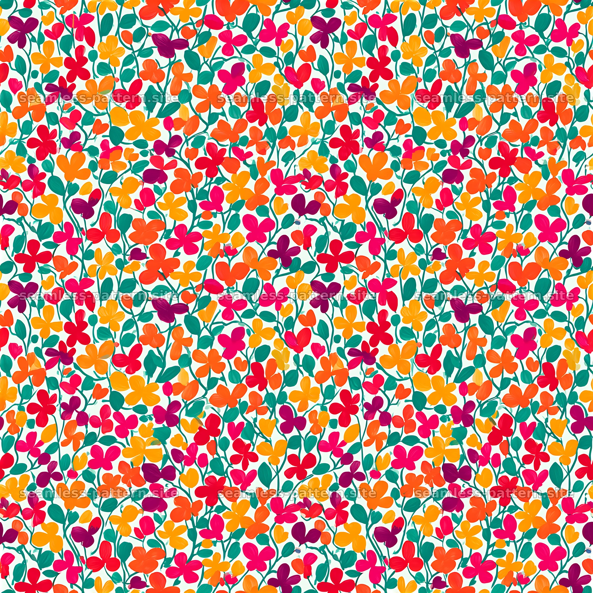 Colorful Hand Painted Floral Seamless Pattern — seamless tileable pattern at 8192x8192