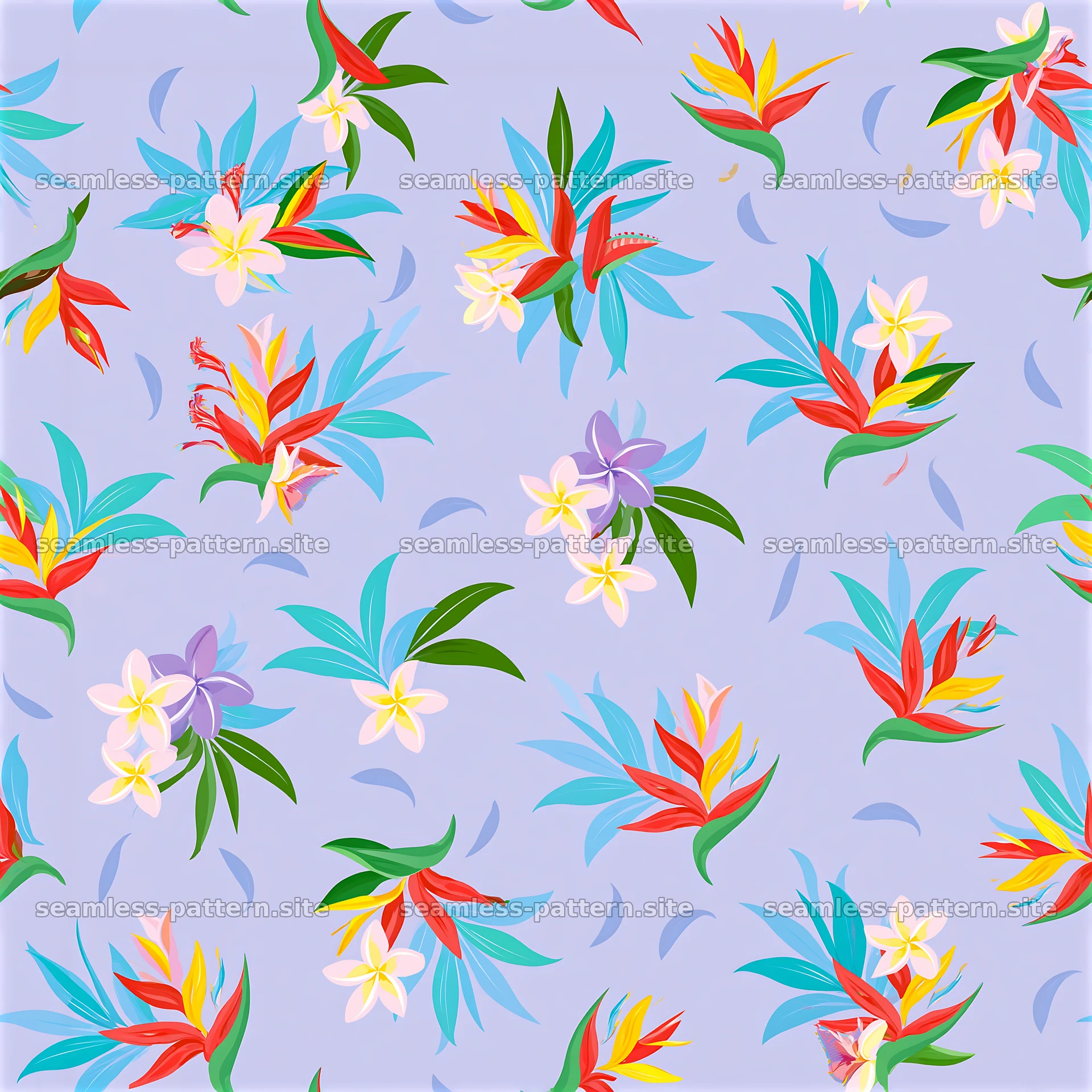 Tropical flower tileable pattern in a seamless design for diverse uses — seamless tileable pattern at 8192x8192