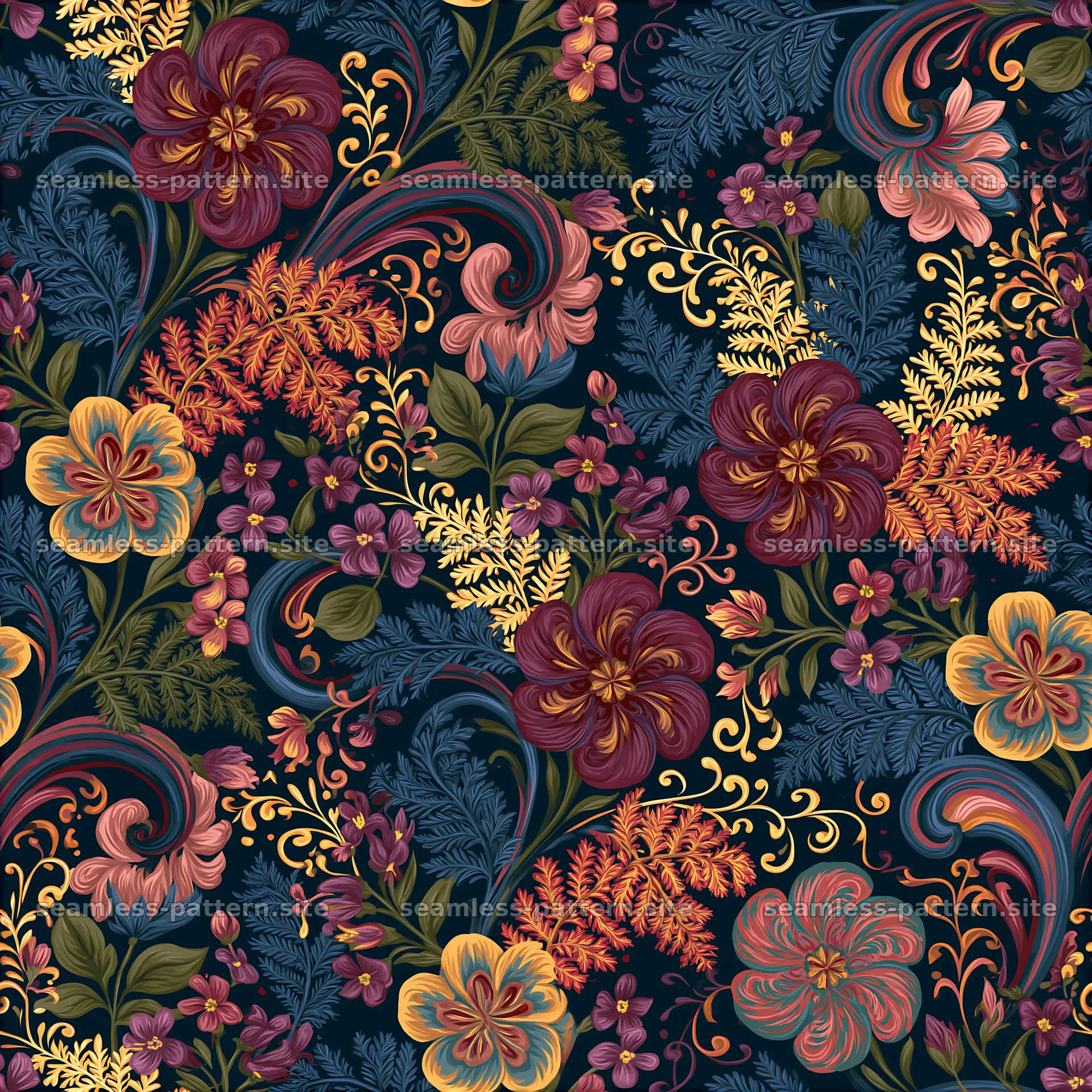 Colorful floral repeat pattern seamless pattern for backgrounds and decor — seamless tileable pattern at 8192x8192