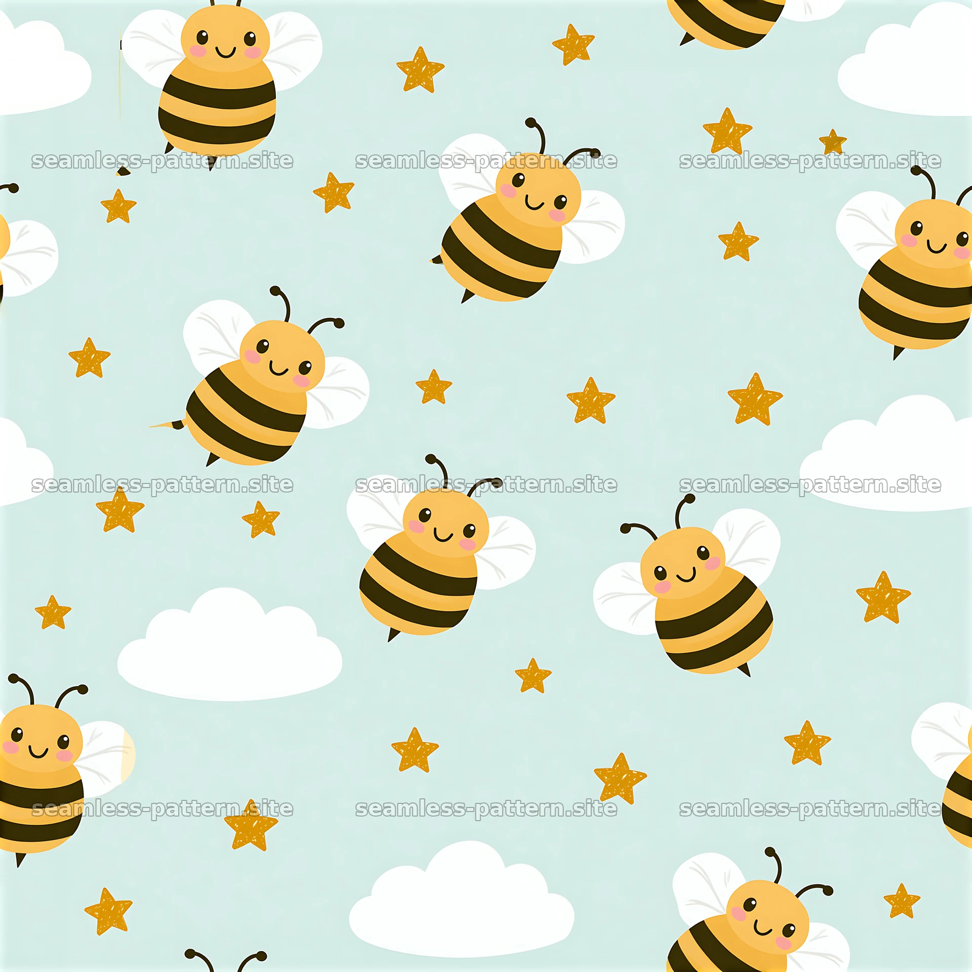Adorable Bee Seamless Pattern for Kids — seamless tileable pattern at 8192x8192