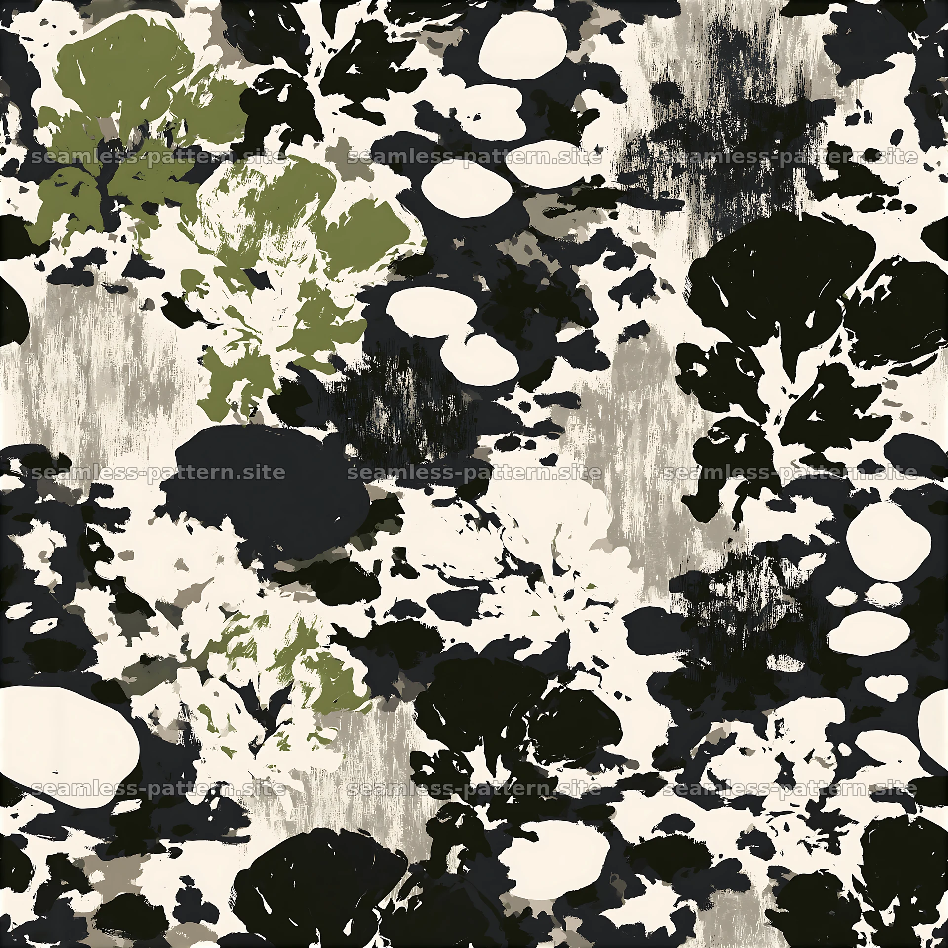 Seamless hand-painted camouflage pattern with organic shapes — seamless tileable pattern at 8192x8192