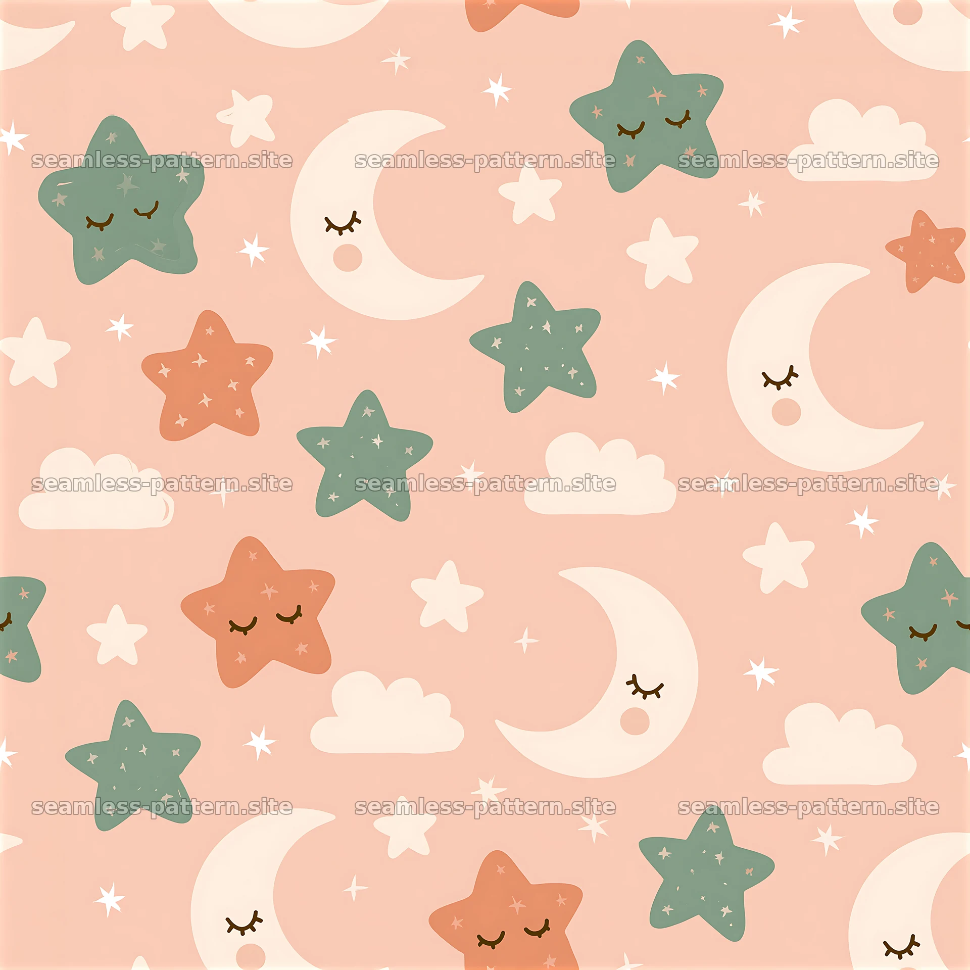 Cute star and moon design in a playful seamless pattern — seamless tileable pattern at 8192x8192