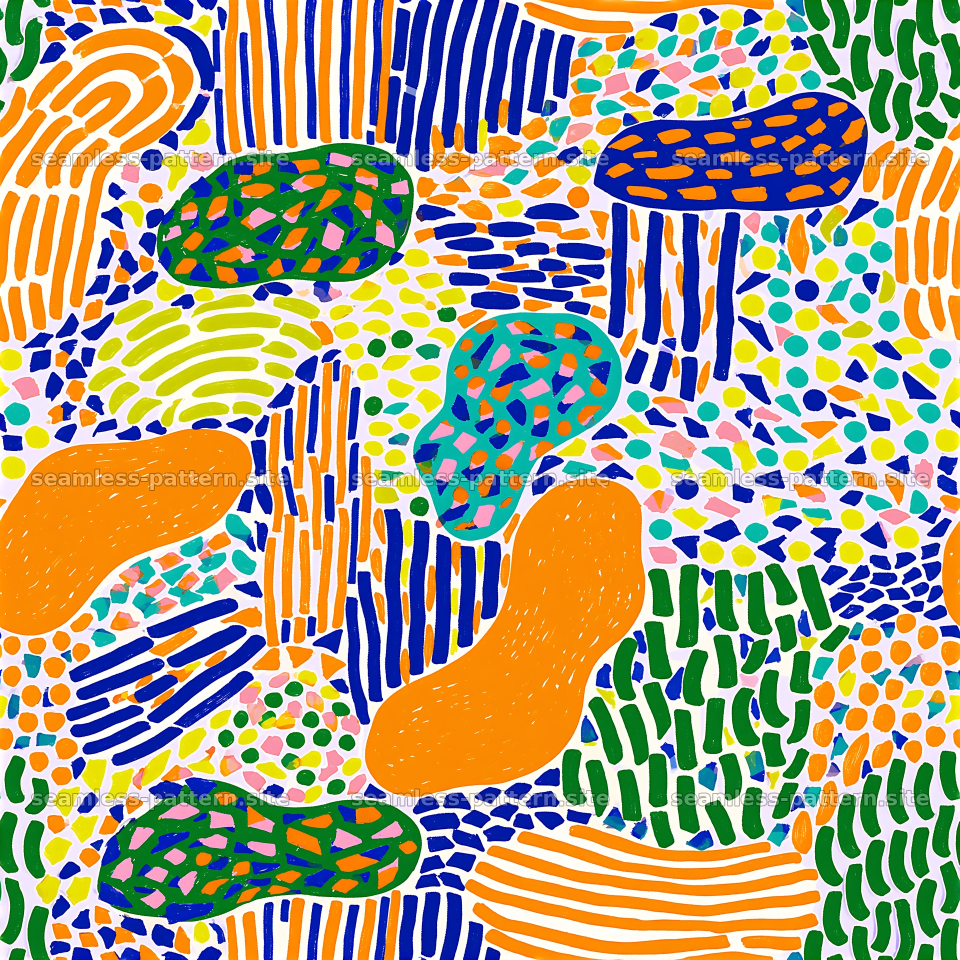 Funky Confetti Seamless Pattern with Colorful Abstract Shapes — seamless tileable pattern at 8192x8192