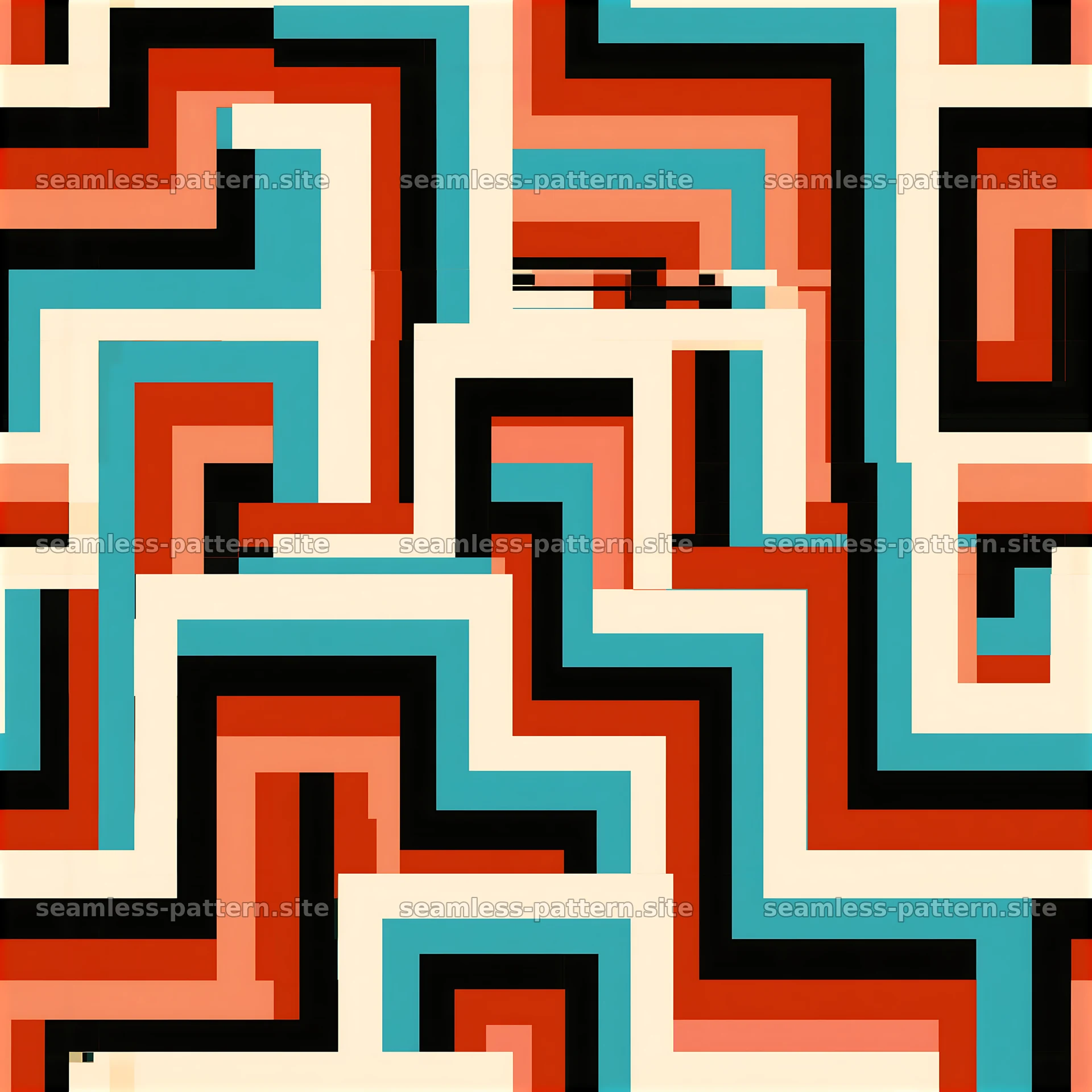 Colorful zigzag seamless pattern with bold lines and shapes — seamless tileable pattern at 8192x8192