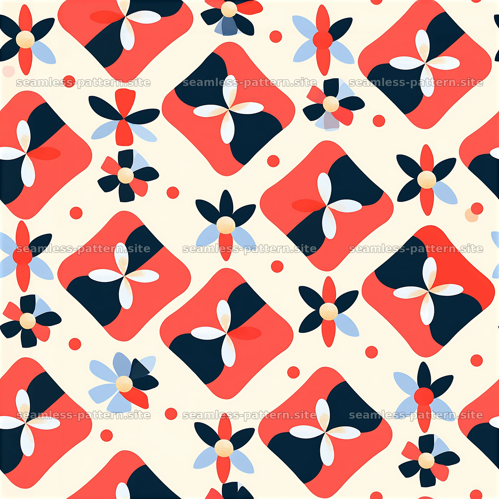 Colorful floral seamless pattern with geometric shapes — seamless tileable pattern at 8192x8192