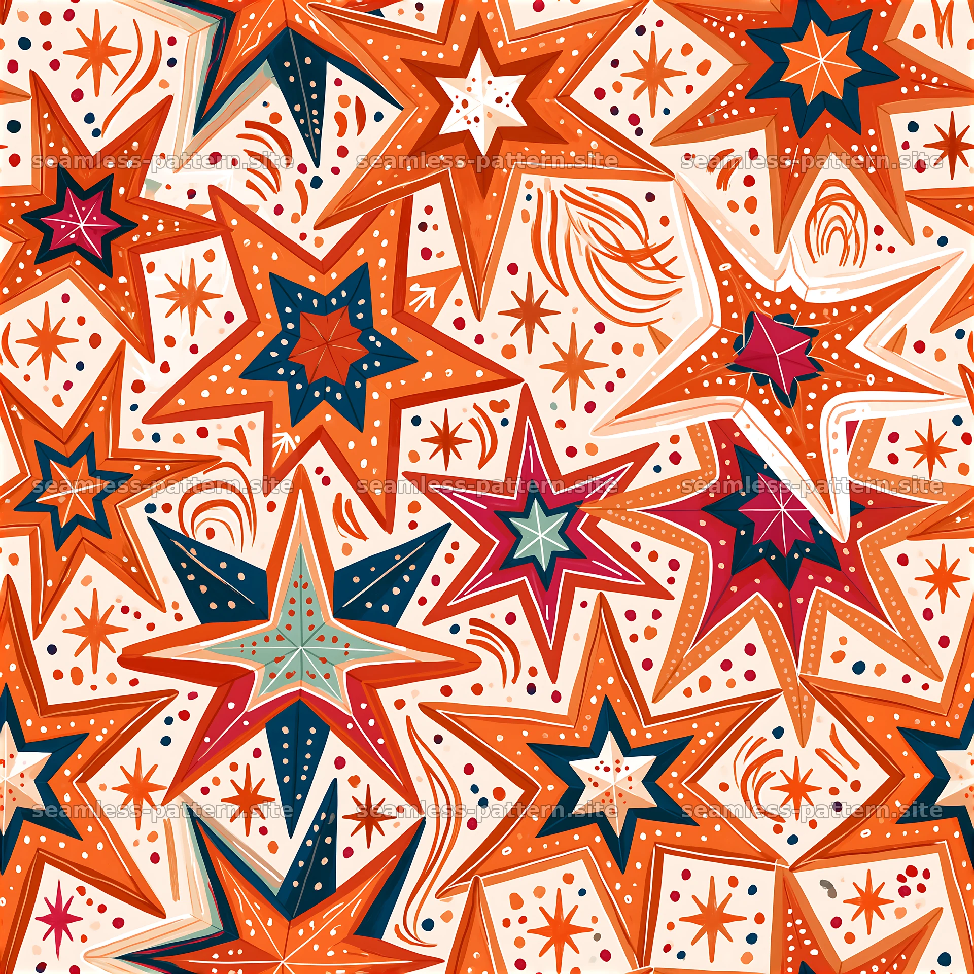 Colorful star seamless pattern with abstract geometric details — seamless tileable pattern at 8192x8192