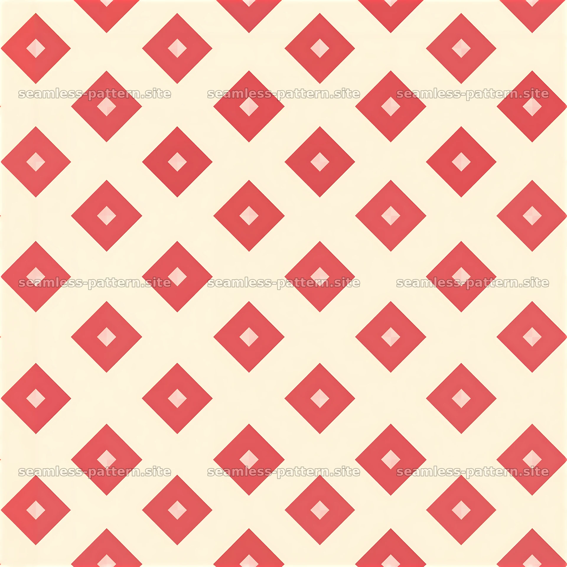 Geometric pattern with red diamonds on a cream background — seamless tileable pattern at 8192x8192