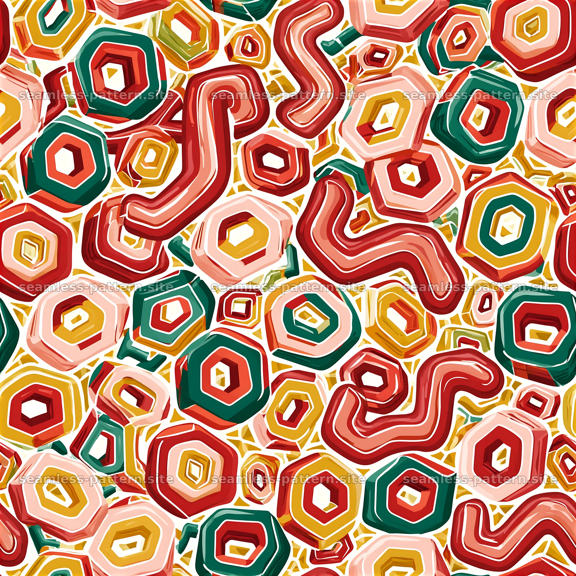 Funky geometric seamless pattern with colorful shapes and lines — seamless tileable pattern at 8192x8192