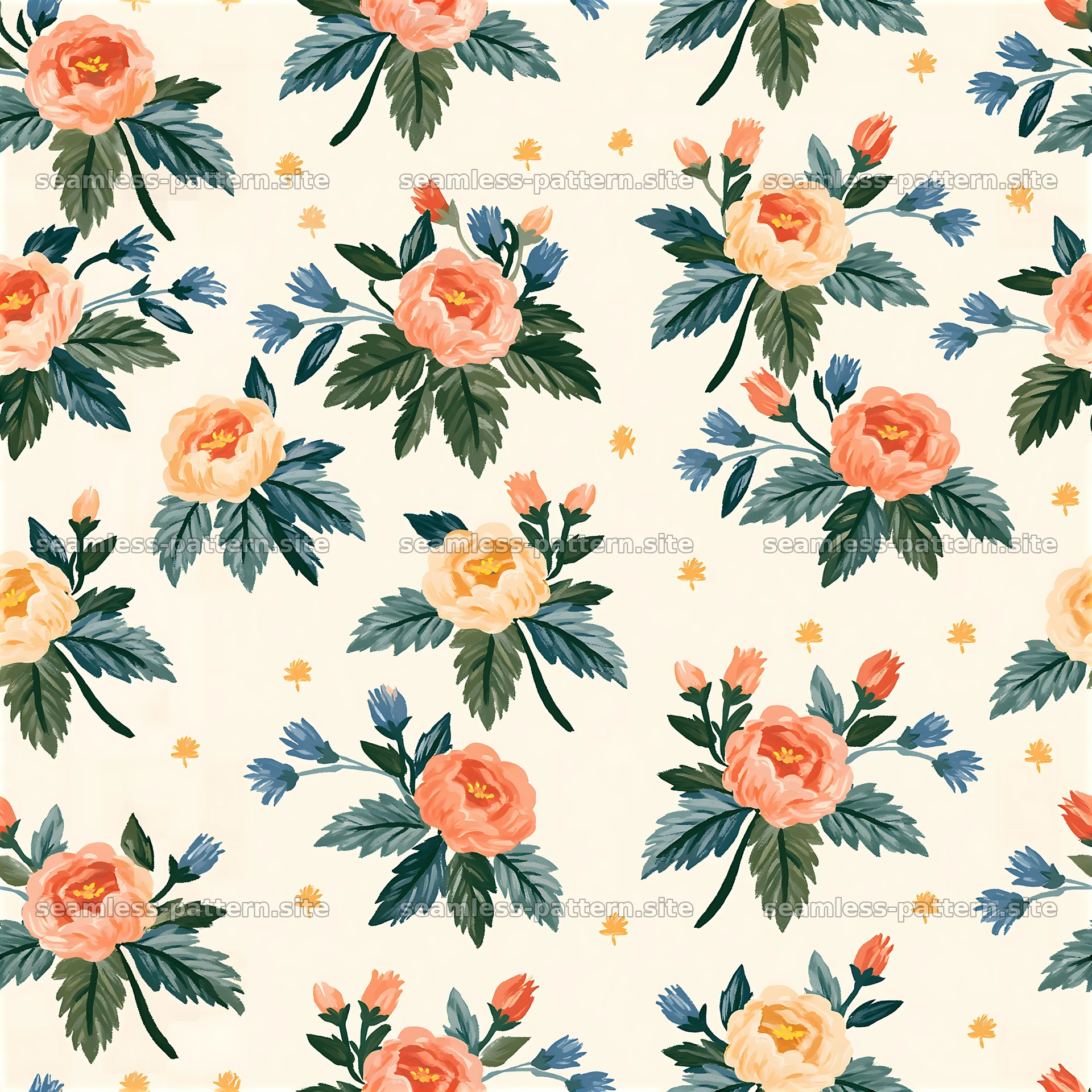 Folk floral repeat pattern seamless pattern for textile and decor — seamless tileable pattern at 8192x8192