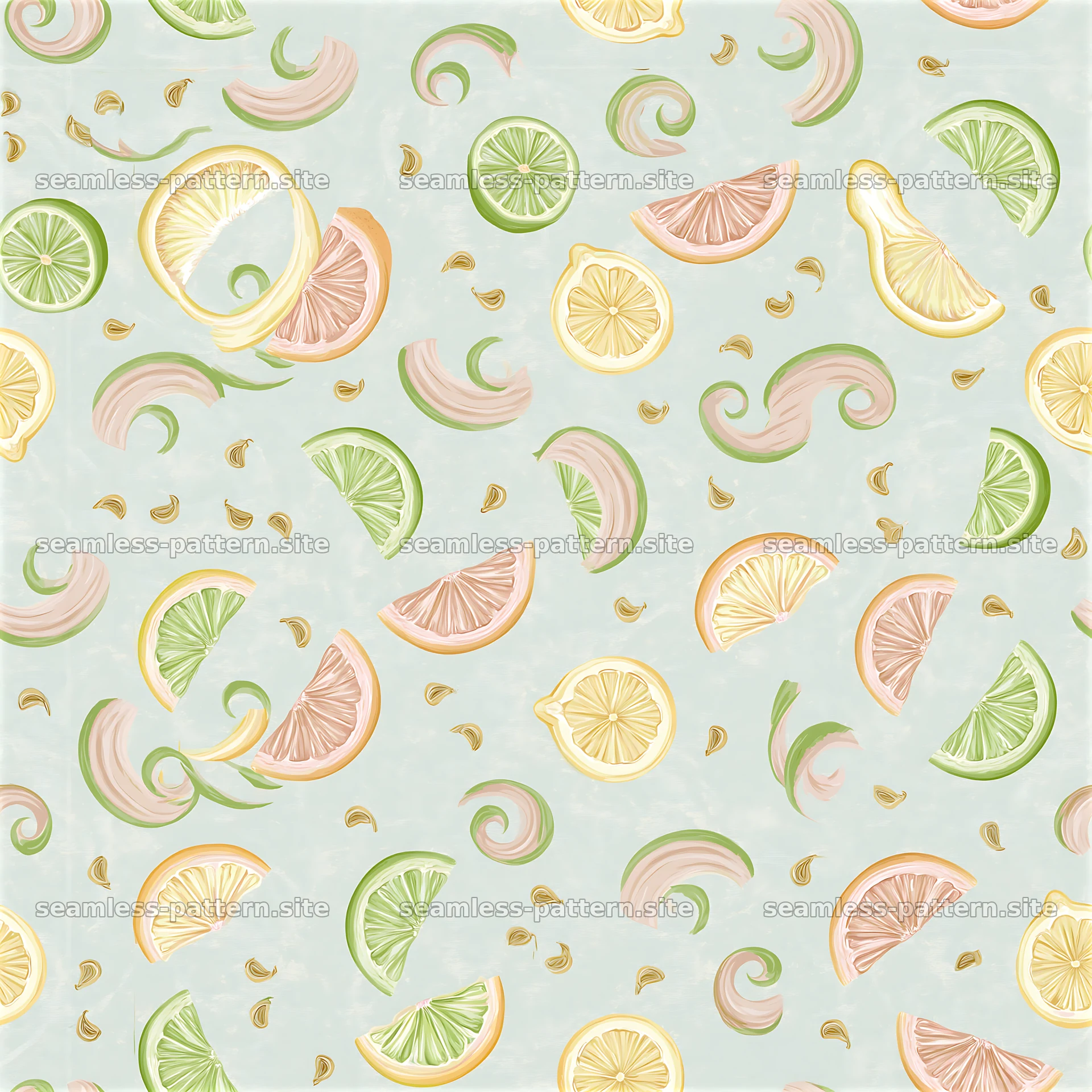 Funky Citrus Fruit Seamless Pattern — seamless tileable pattern at 8192x8192