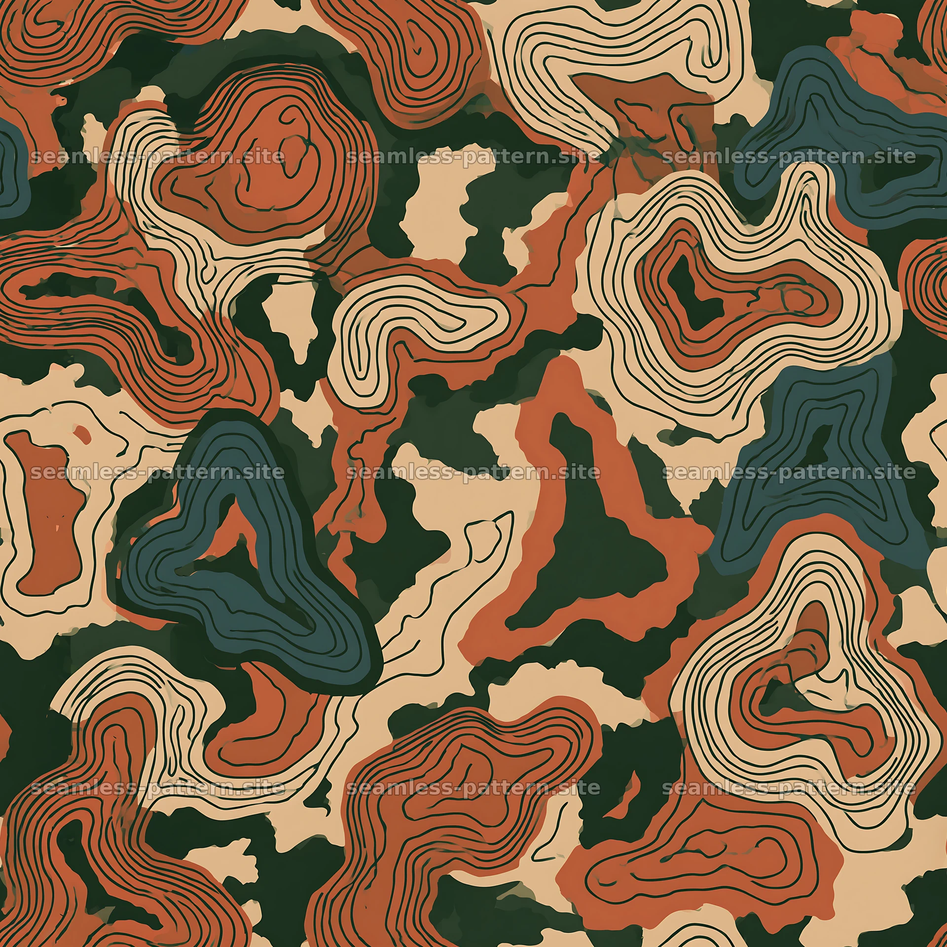 Seamless streetwear camouflage pattern design in earthy tones — seamless tileable pattern