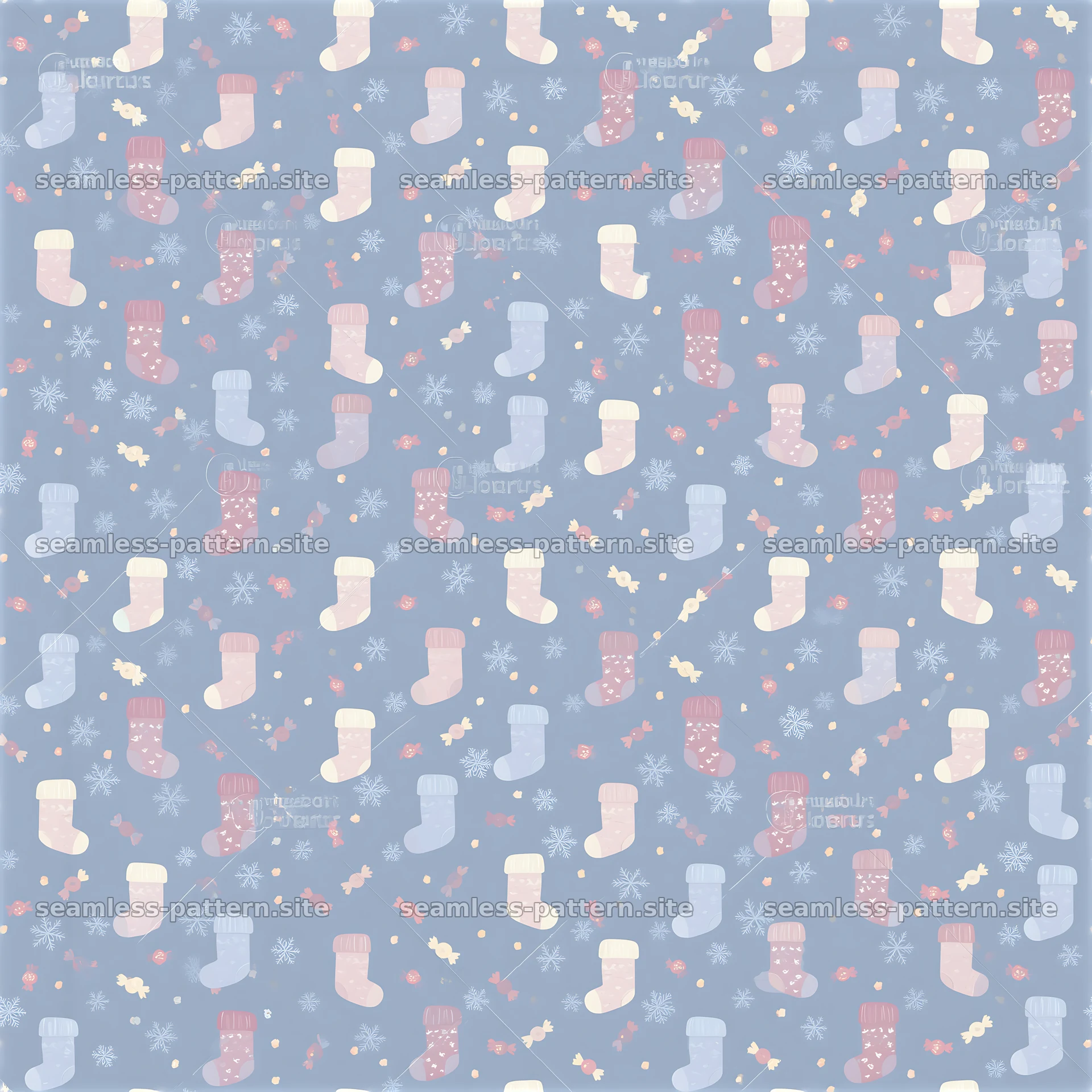 Colorful seamless stocking design with festive elements — seamless tileable pattern at 8192x8192
