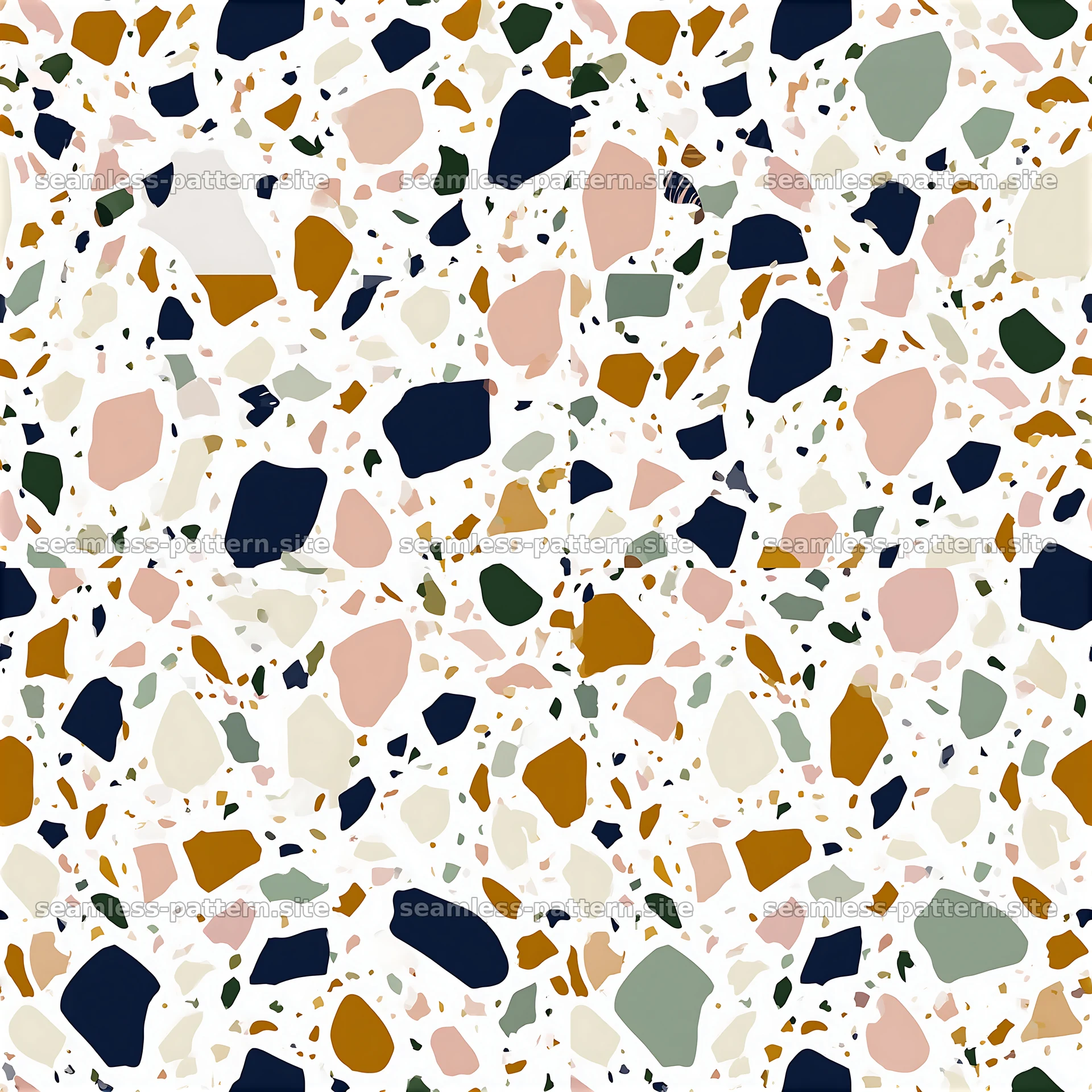 Colorful terrazzo seamless pattern with diverse shapes and colors — seamless tileable pattern at 8192x8192