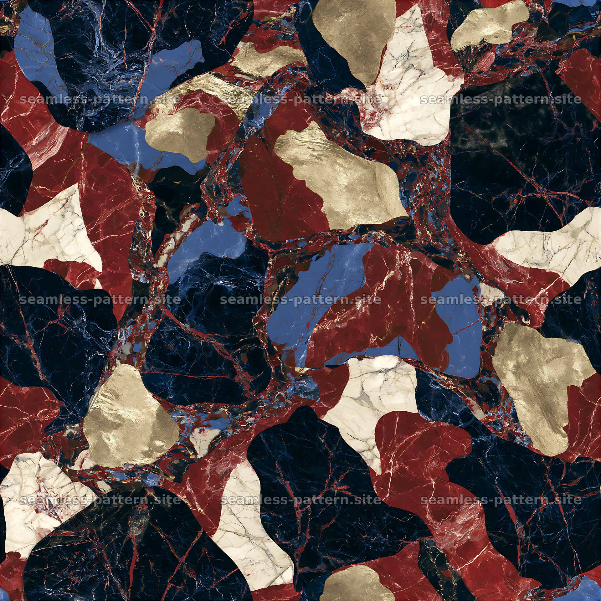 Seamless polished camouflage marble pattern in rich colors — seamless tileable pattern at 8192x8192