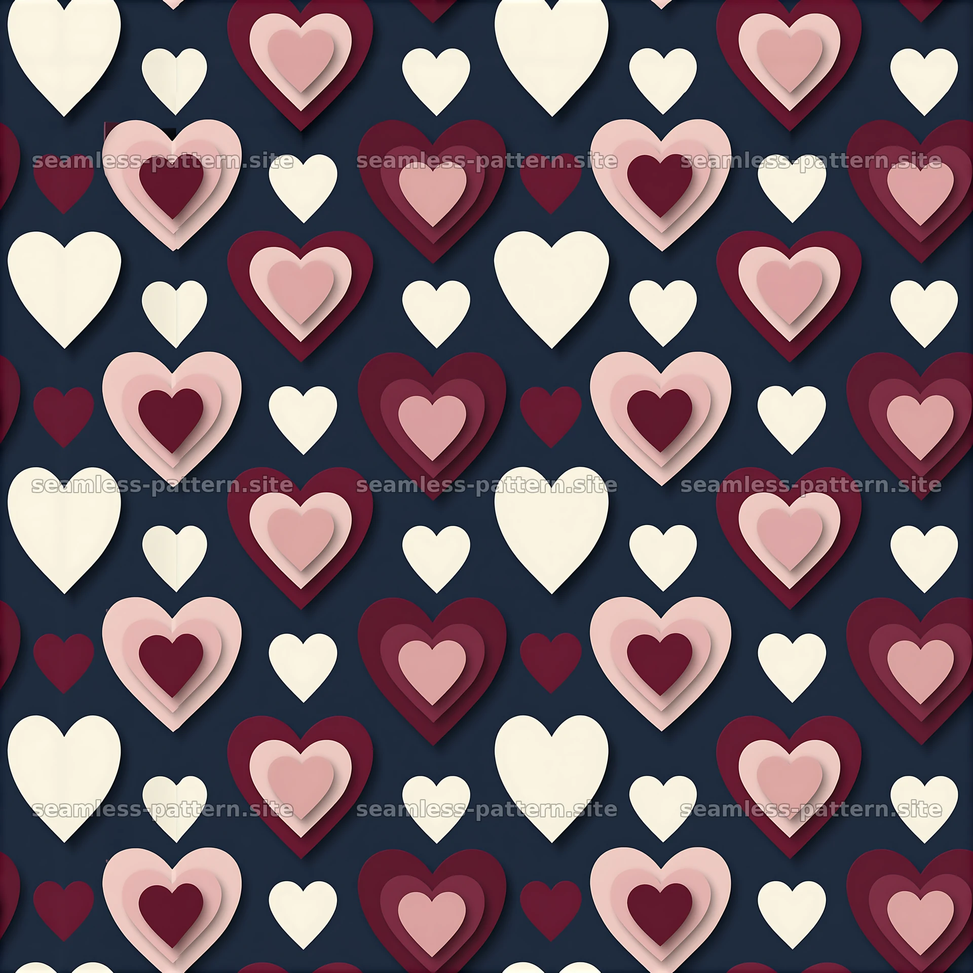 Colorful heart shapes create a seamless pattern for crafts — seamless tileable pattern at 8192x8192