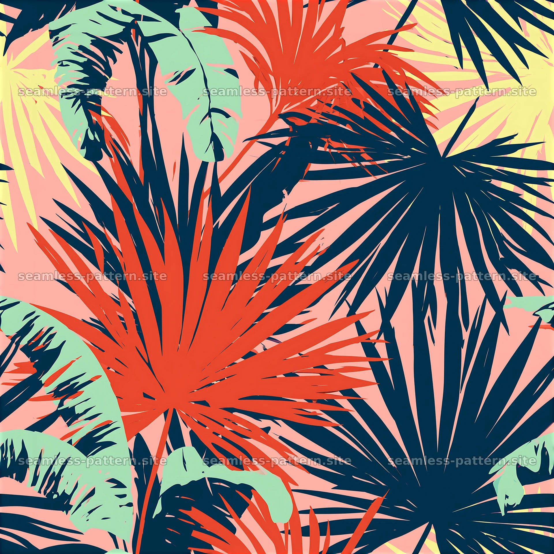 Bold tropical leaves seamless pattern — seamless tileable pattern at 8192x8192