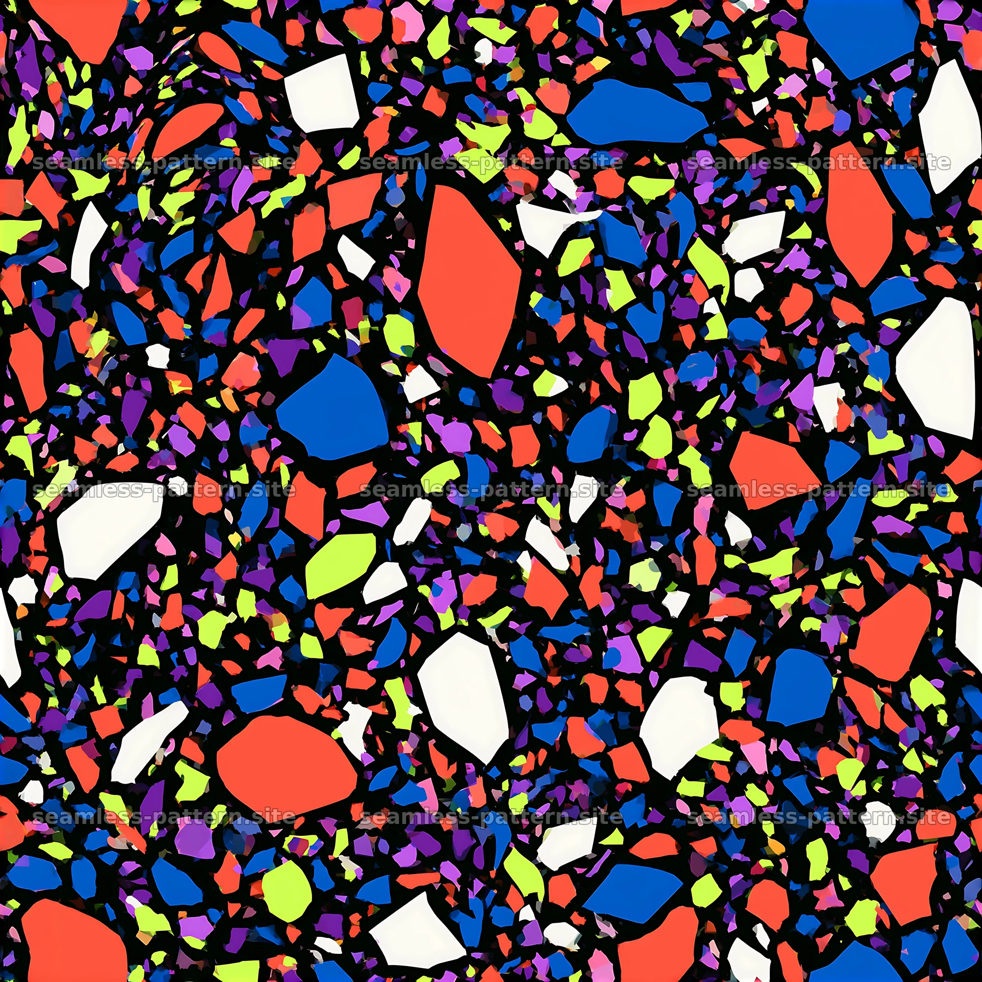 Colorful terrazzo seamless pattern with bold fragments — seamless tileable pattern at 8192x8192