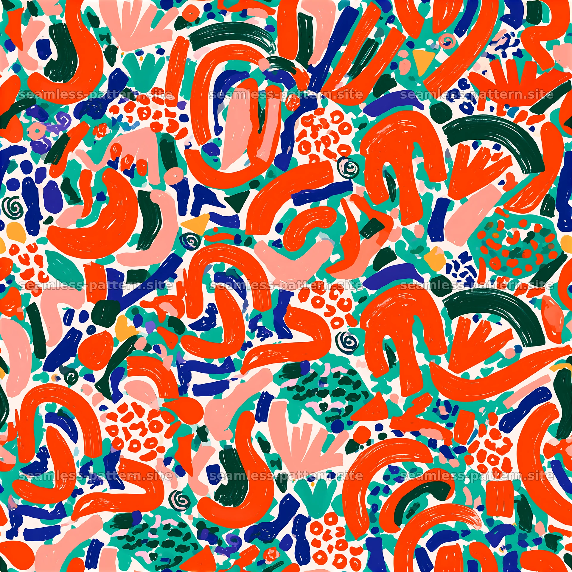 Colorful abstract seamless pattern with geometric shapes and textures — seamless tileable pattern at 8192x8192