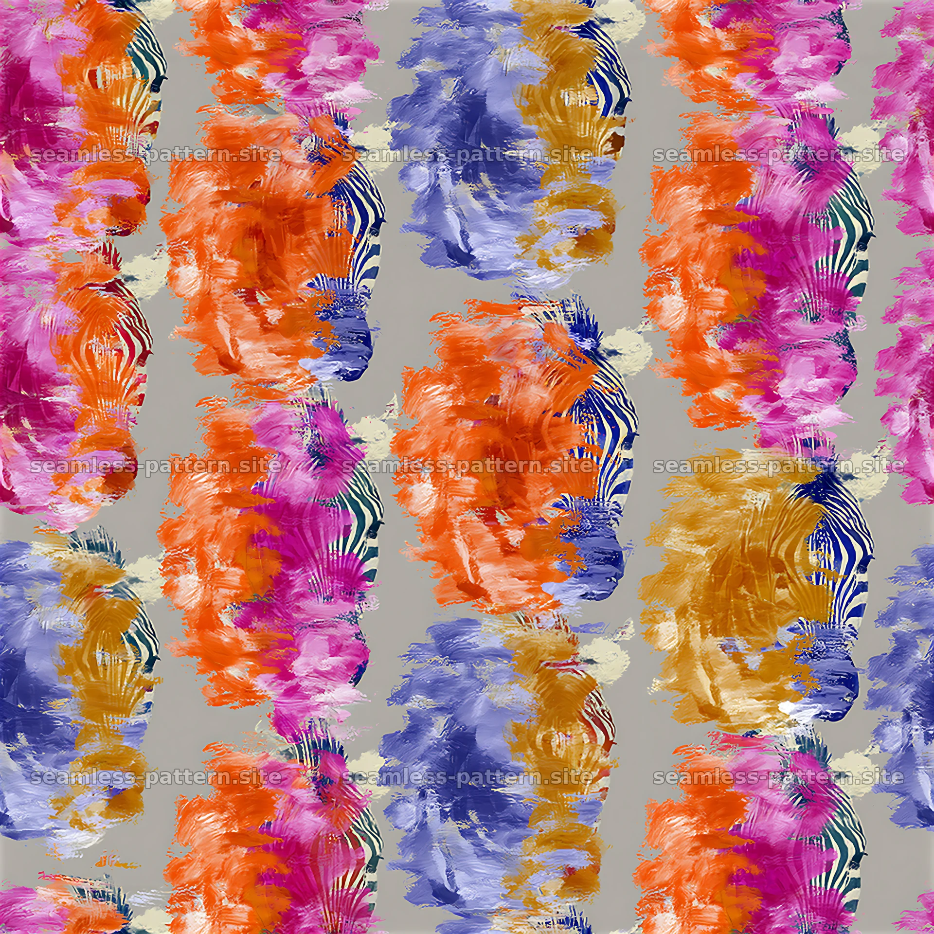 Colorful abstract seamless pattern featuring zebra motifs — seamless tileable pattern at 8192x8192