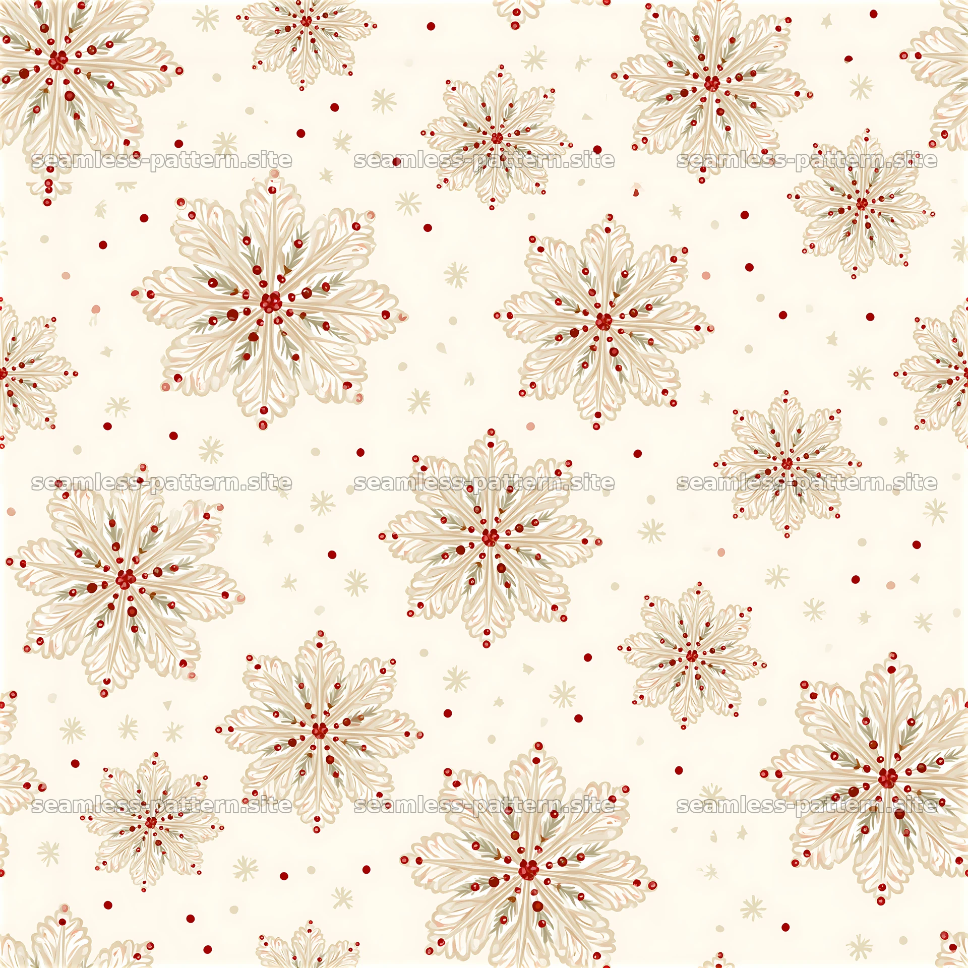 Seamless festive snowflake pattern in light colors with ornament design — seamless tileable pattern at 8192x8192