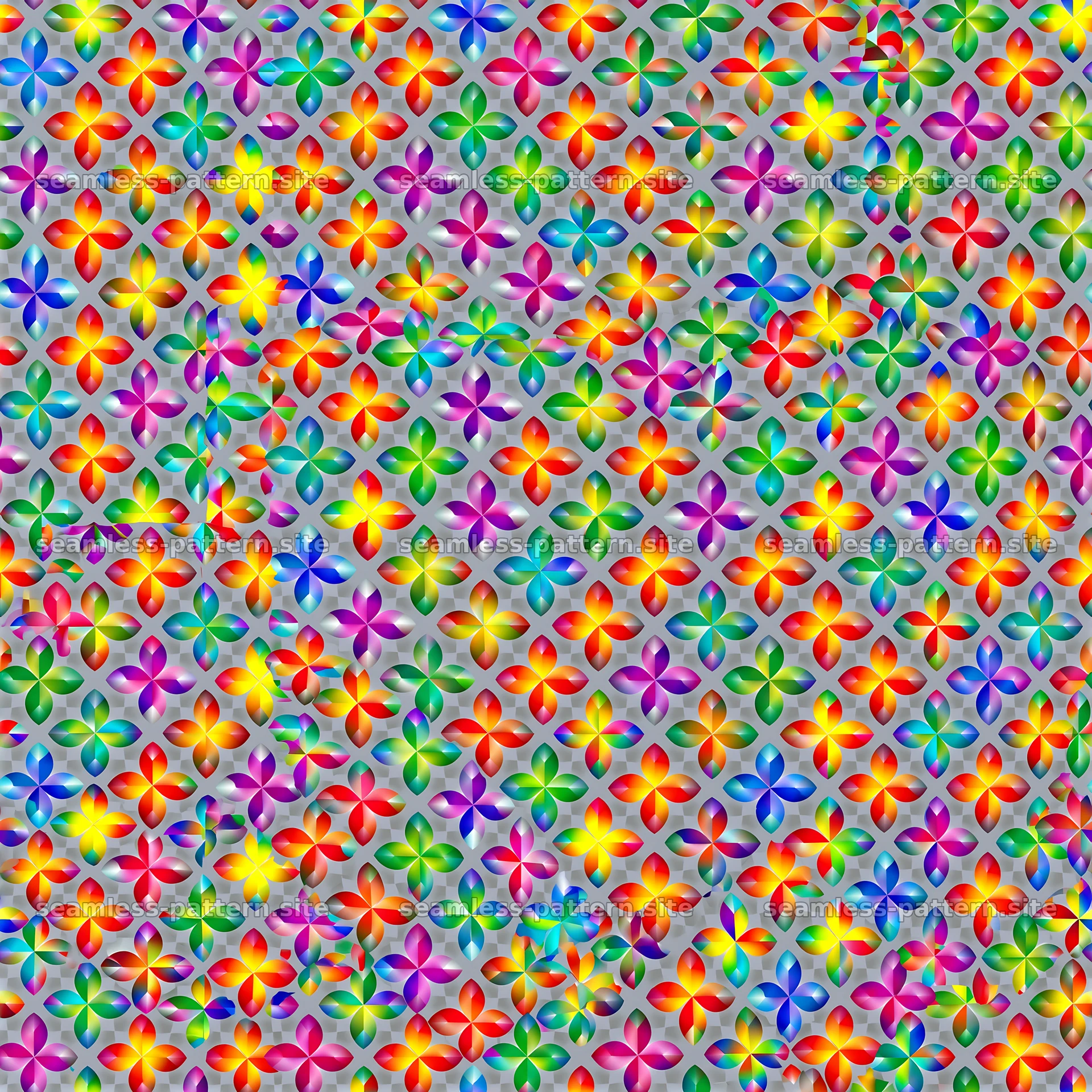 Pattern/vibrant rainbow petals tileable pattern on a gray background — seamless tileable pattern at 8192x8192
