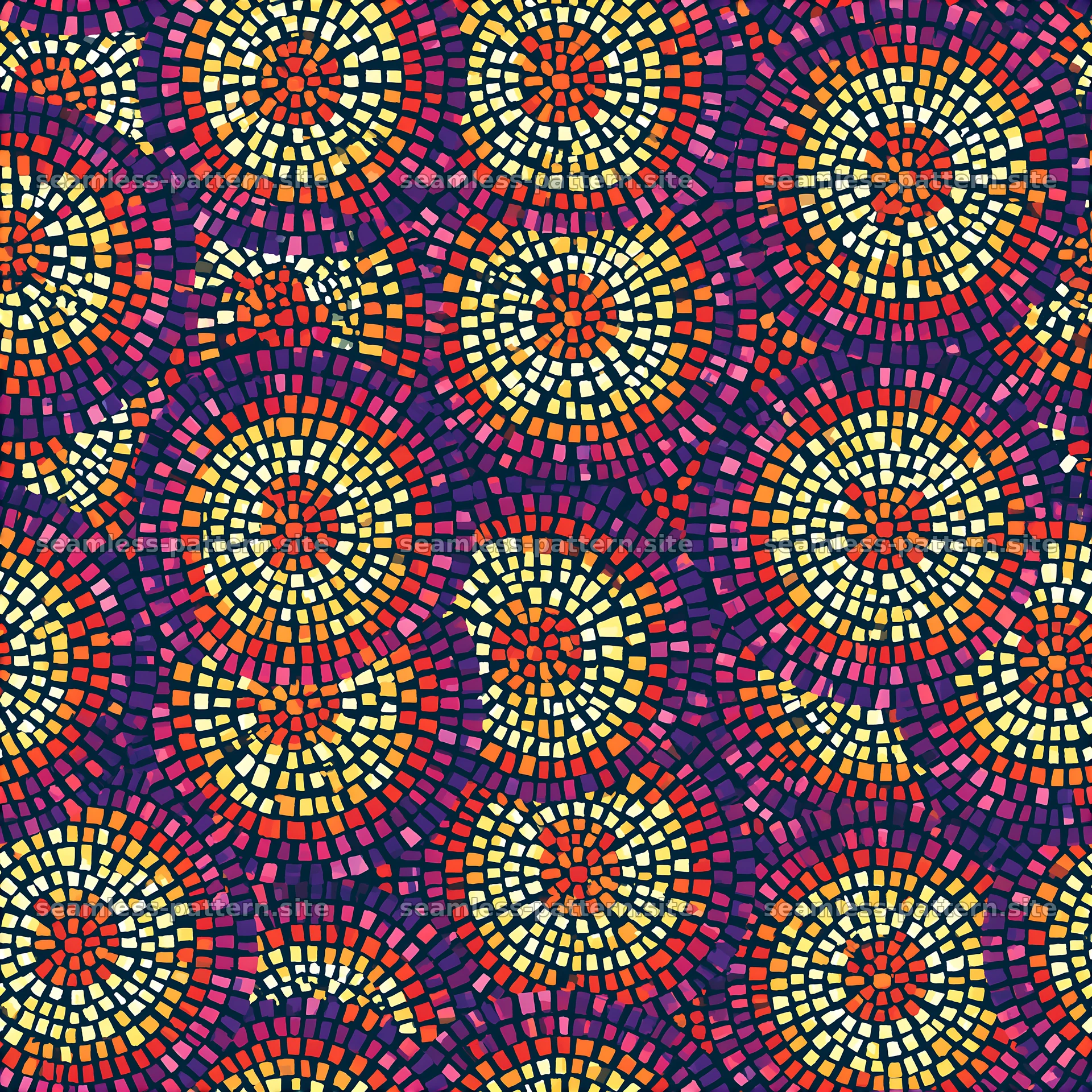 Colorful Sunburst Mosaic Seamless Pattern — seamless tileable pattern at 8192x8192