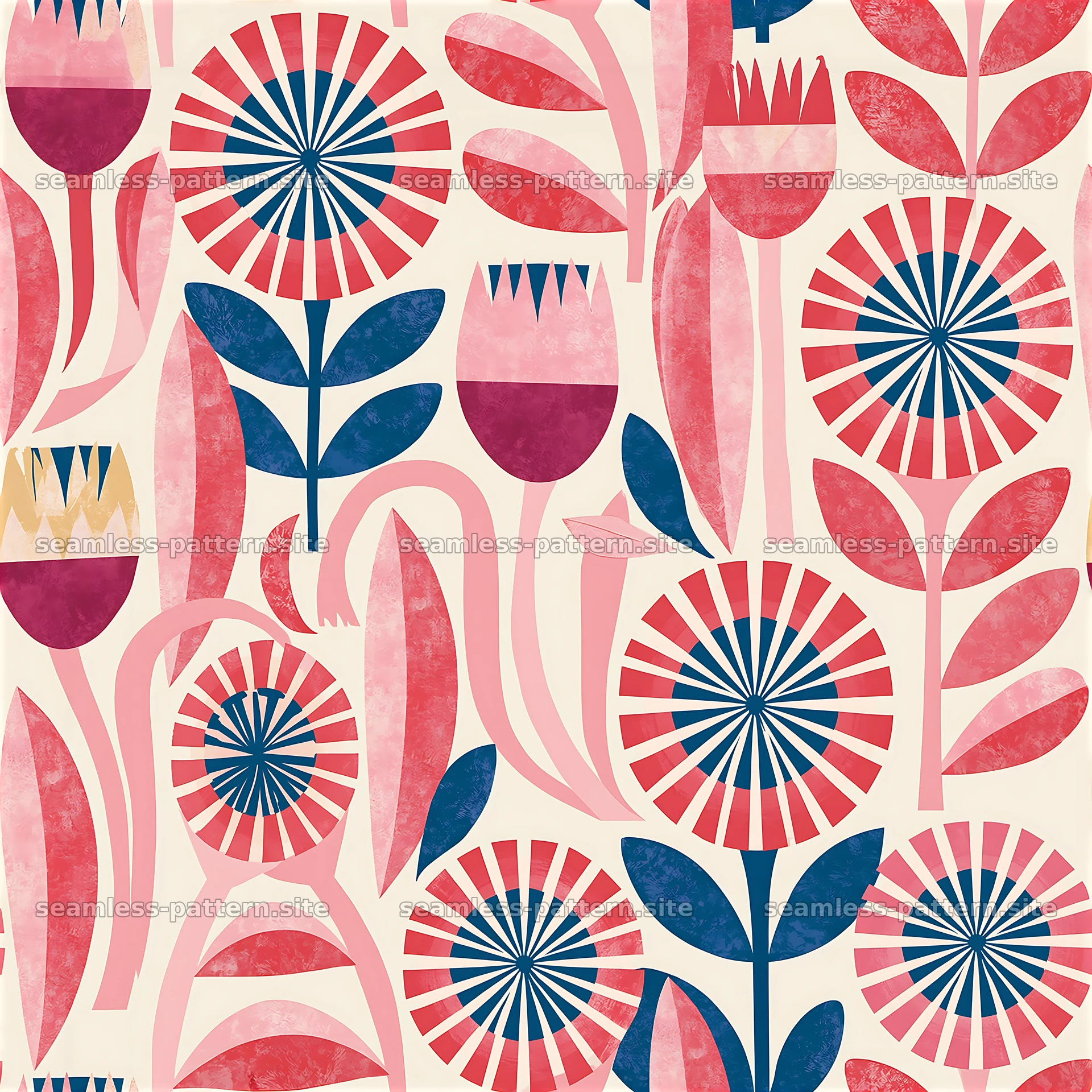 Colorful retro floral seamless pattern — seamless tileable pattern at 8192x8192