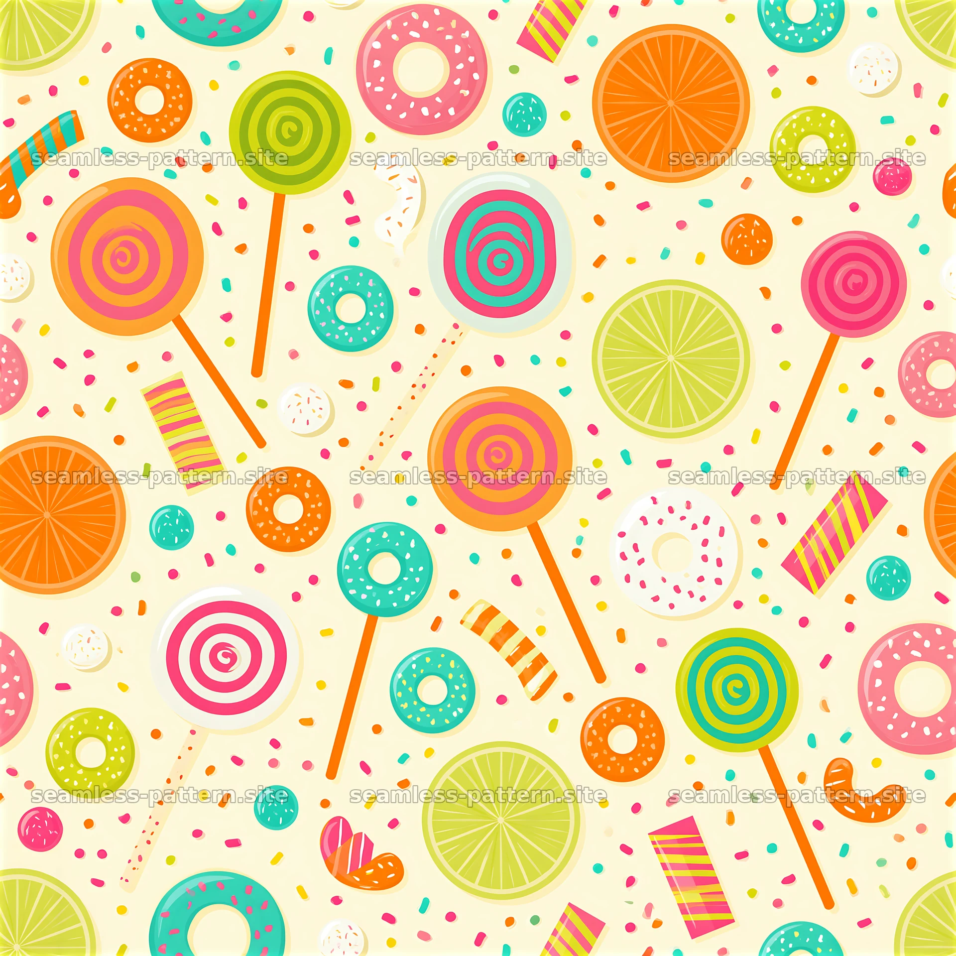Colorful Candy and Lollipop Seamless Pattern — seamless tileable pattern at 8192x8192