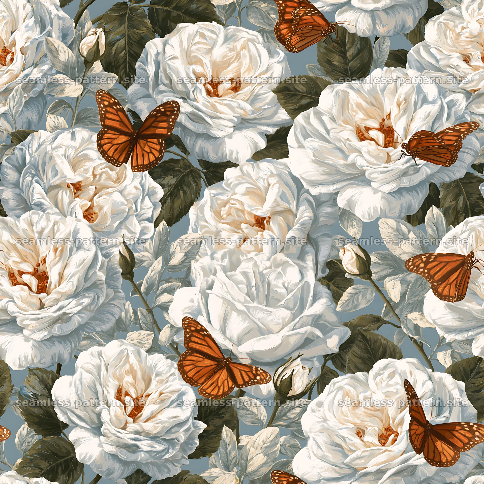 Butterfly and rose seamless pattern for fabric and wallpaper — seamless tileable pattern