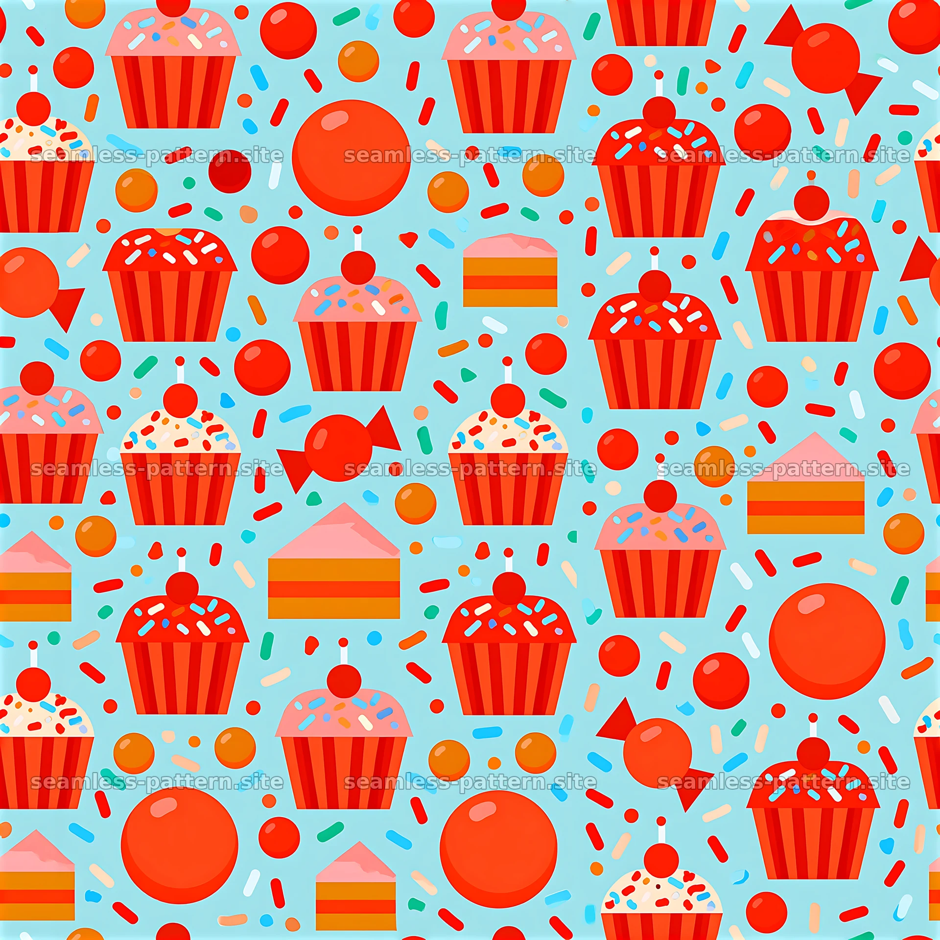 Colorful Birthday Party Sweets Seamless Pattern — seamless tileable pattern at 8192x8192