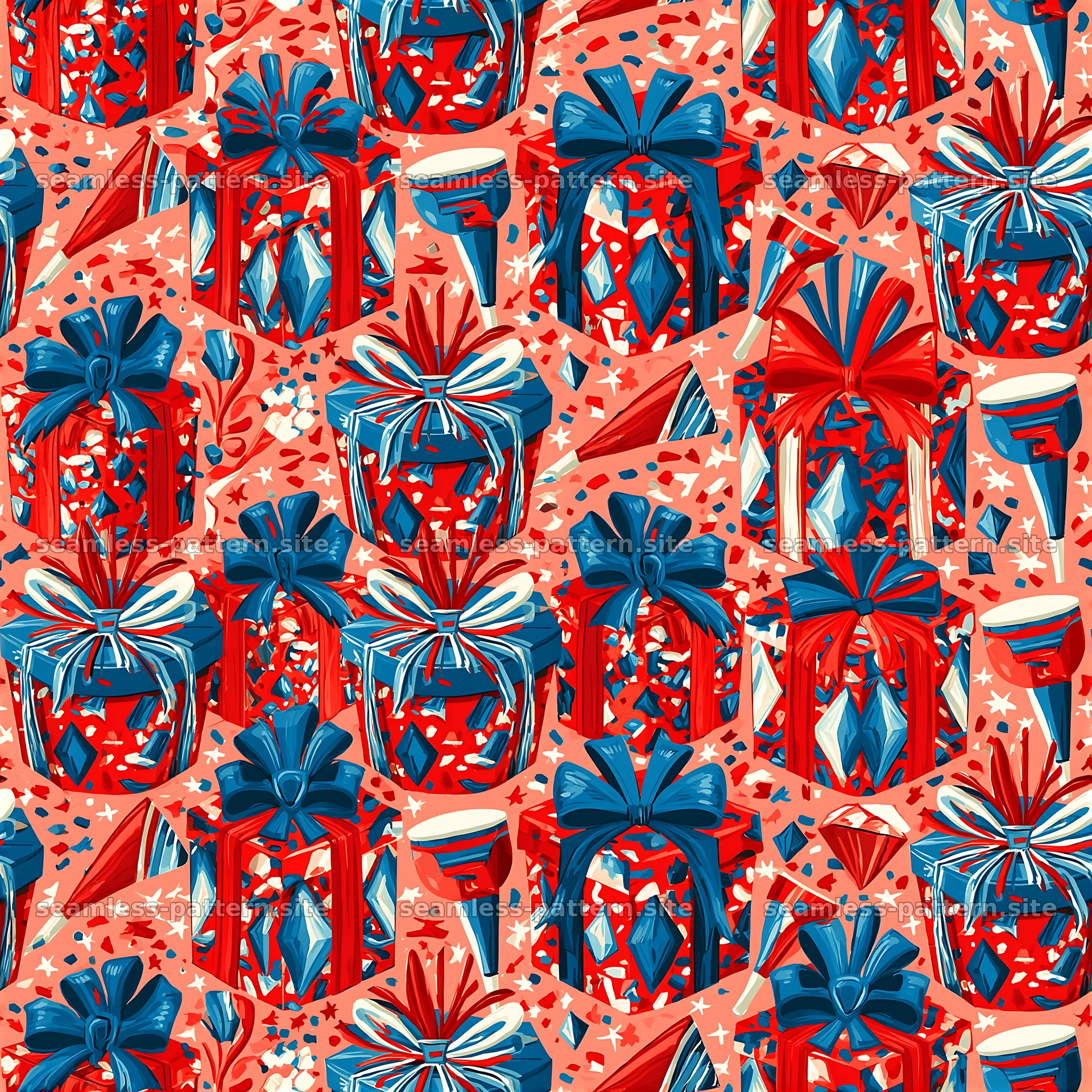 Colorful gift boxes in a seamless pattern for festive design — seamless tileable pattern at 8192x8192