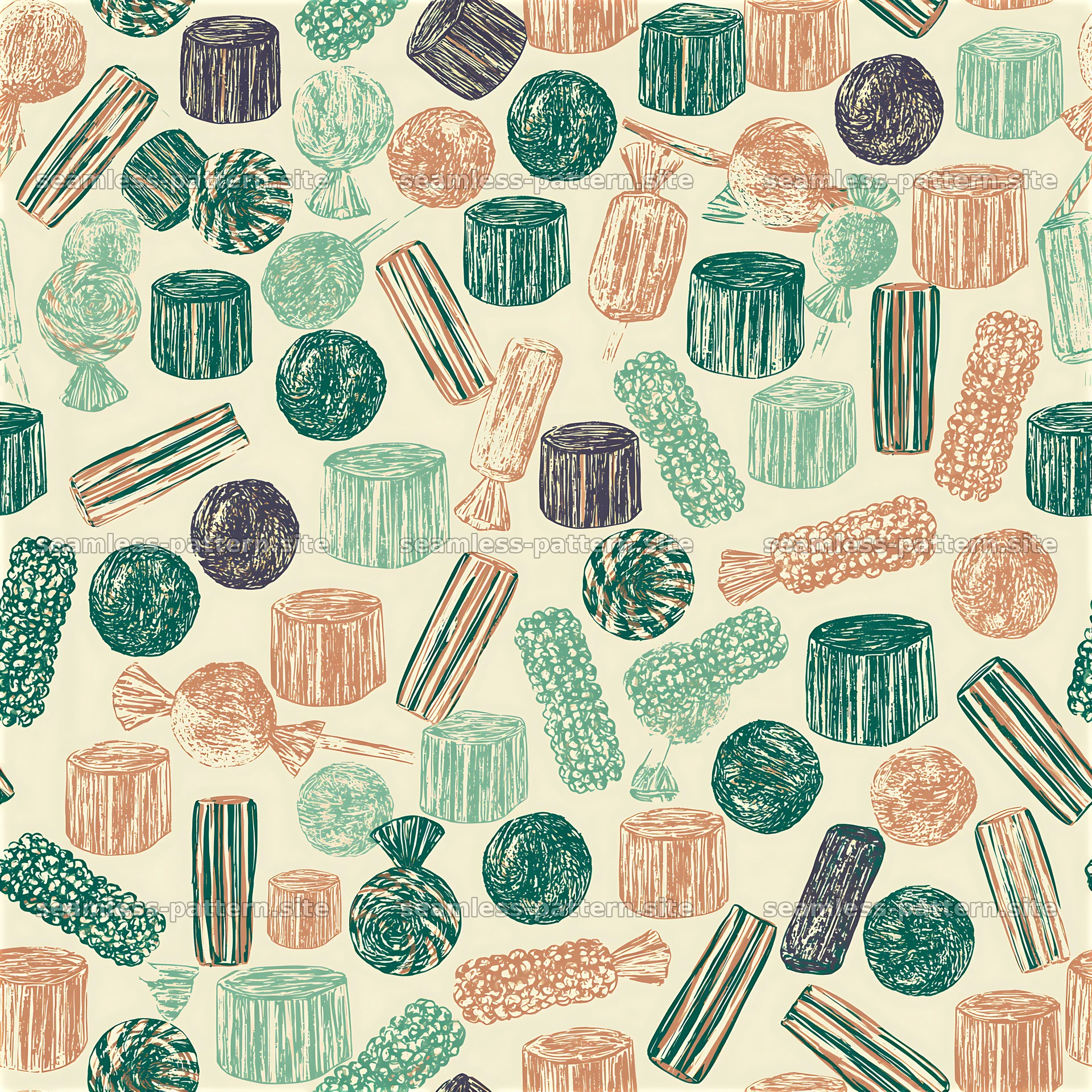 Cute Candy Seamless Pattern with Colorful Sweets — seamless tileable pattern at 8192x8192