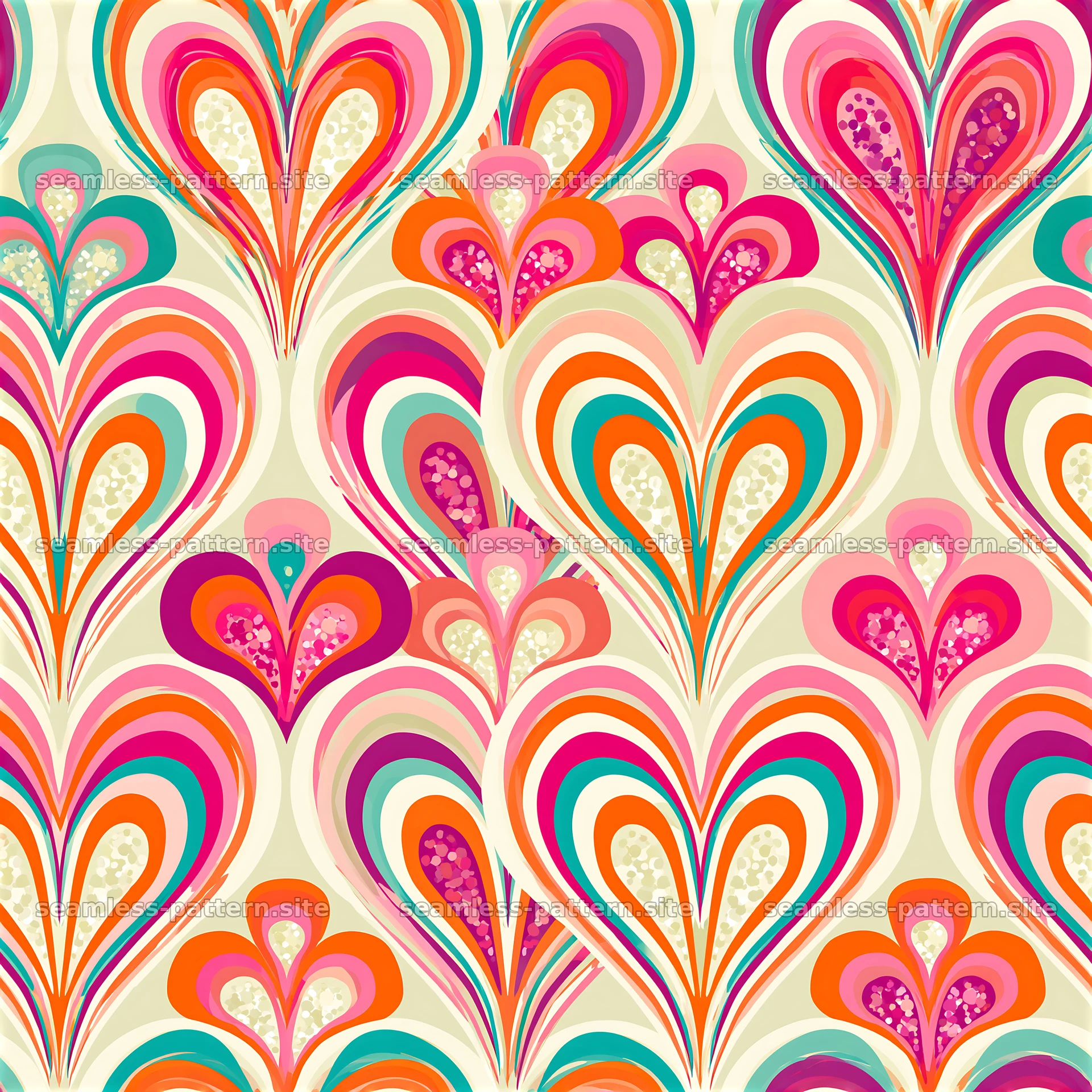 Colorful heart pattern with soft shapes and vibrant designs — seamless tileable pattern at 8192x8192