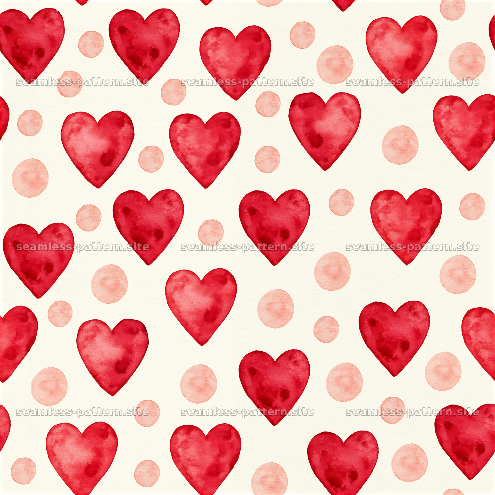Seamless heart and polka dot pattern for crafts and decor — seamless tileable pattern at 8192x8192