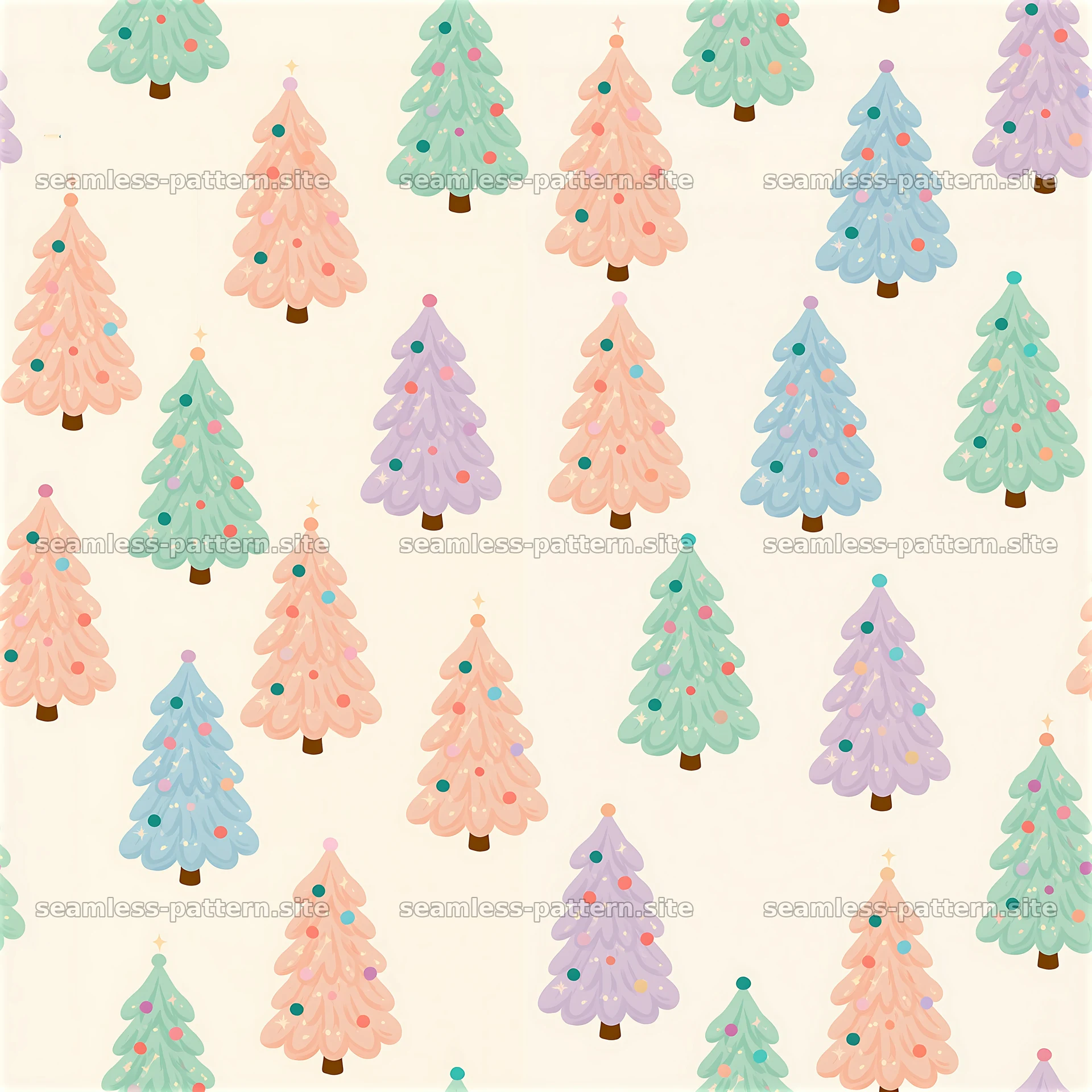 Seamless Pastel Christmas Tree Pattern — seamless tileable pattern at 8192x8192